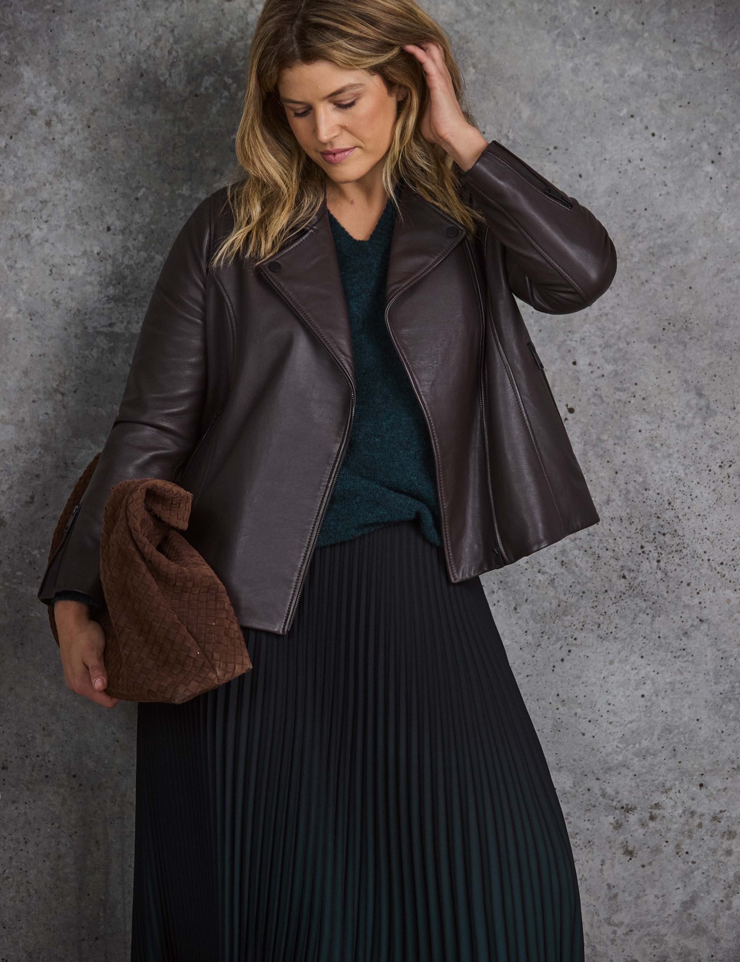 Leather Zip Cuff Biker Jacket 5 of 9