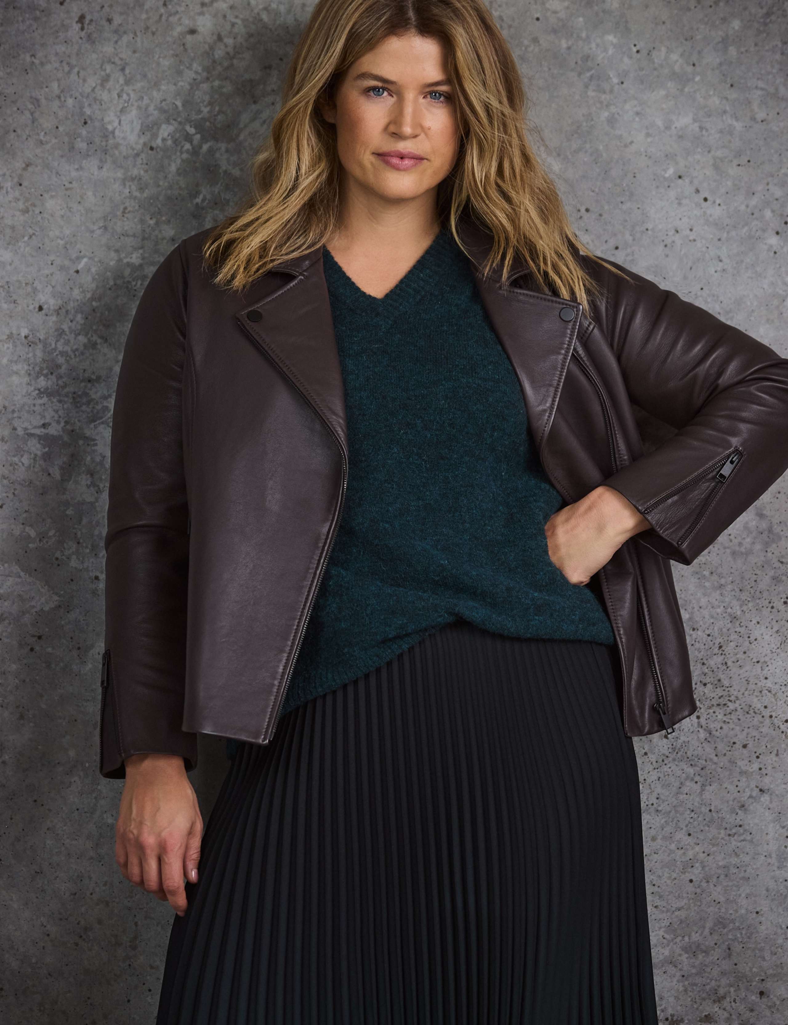 Leather Zip Cuff Biker Jacket 6 of 9