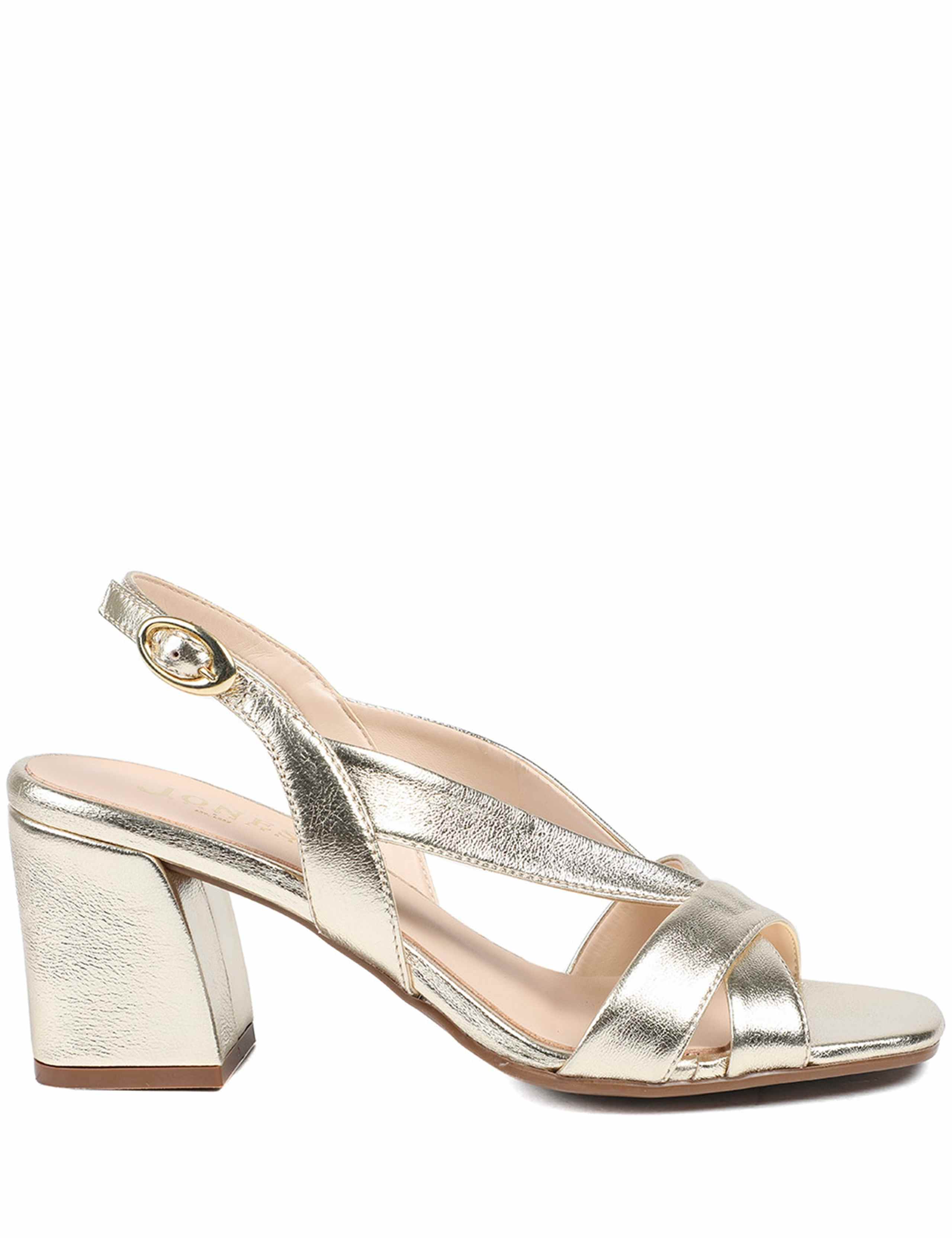 Leather Metallic Block Heel Sandals 2 of 6