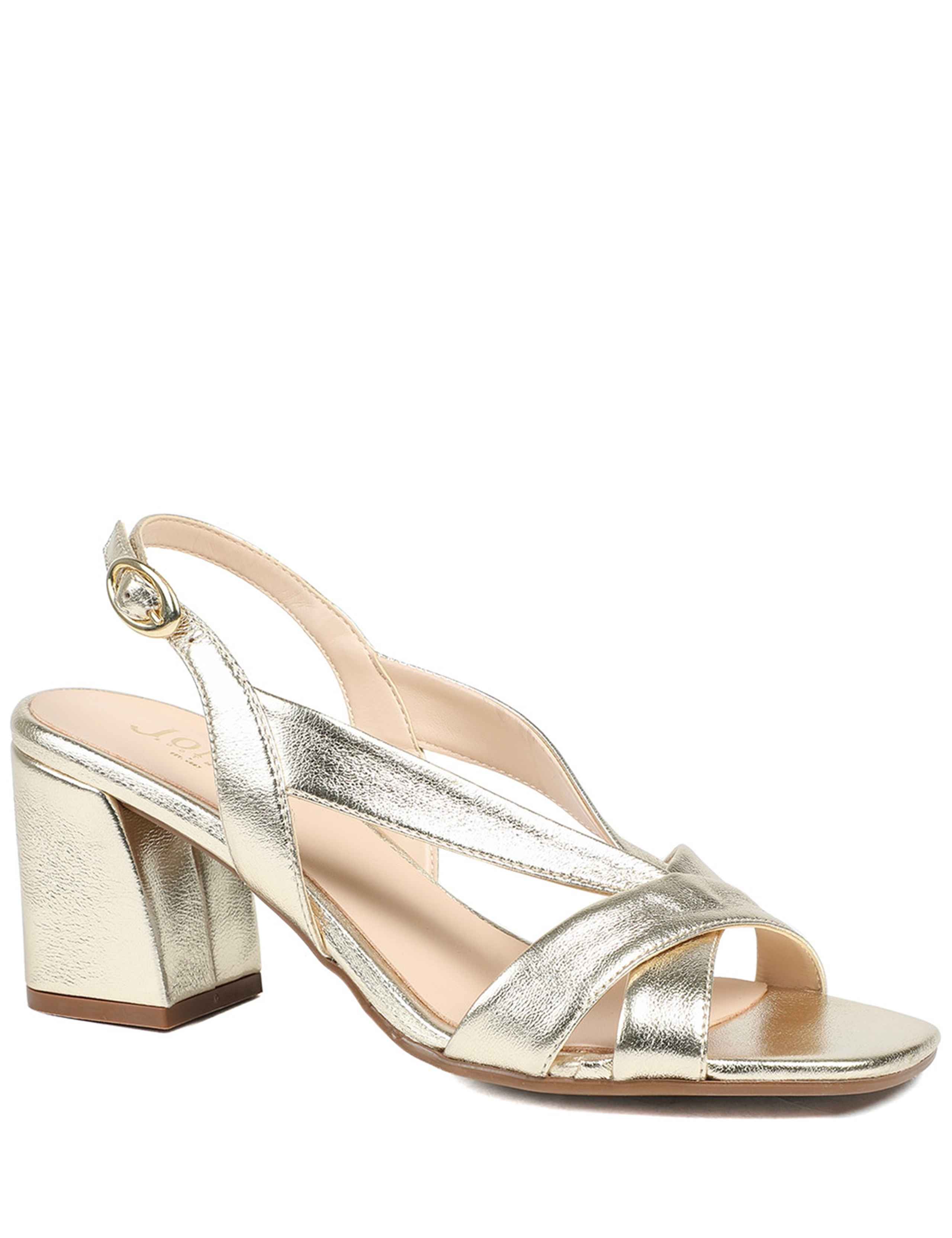 Leather Metallic Block Heel Sandals 3 of 6