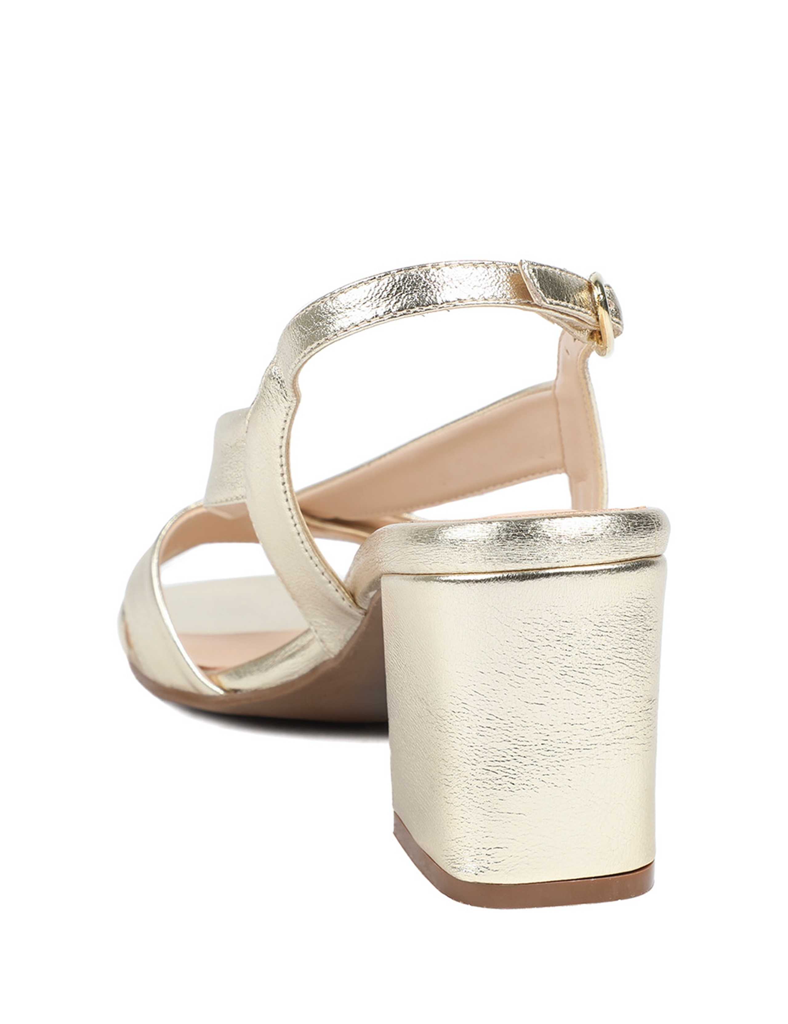 Leather Metallic Block Heel Sandals 5 of 6