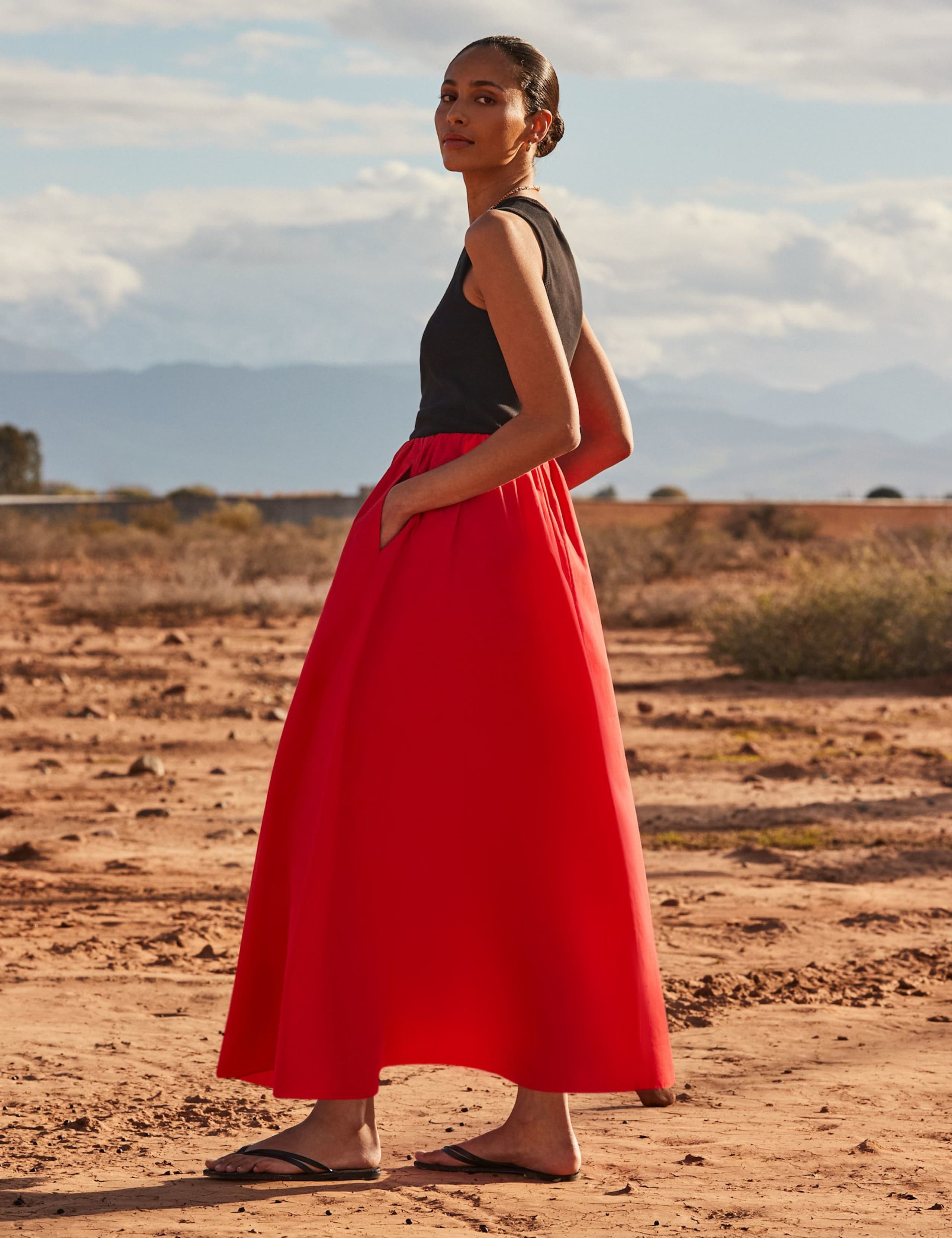 Pure Cotton Poplin Midaxi A-Line Skirt 2 of 5