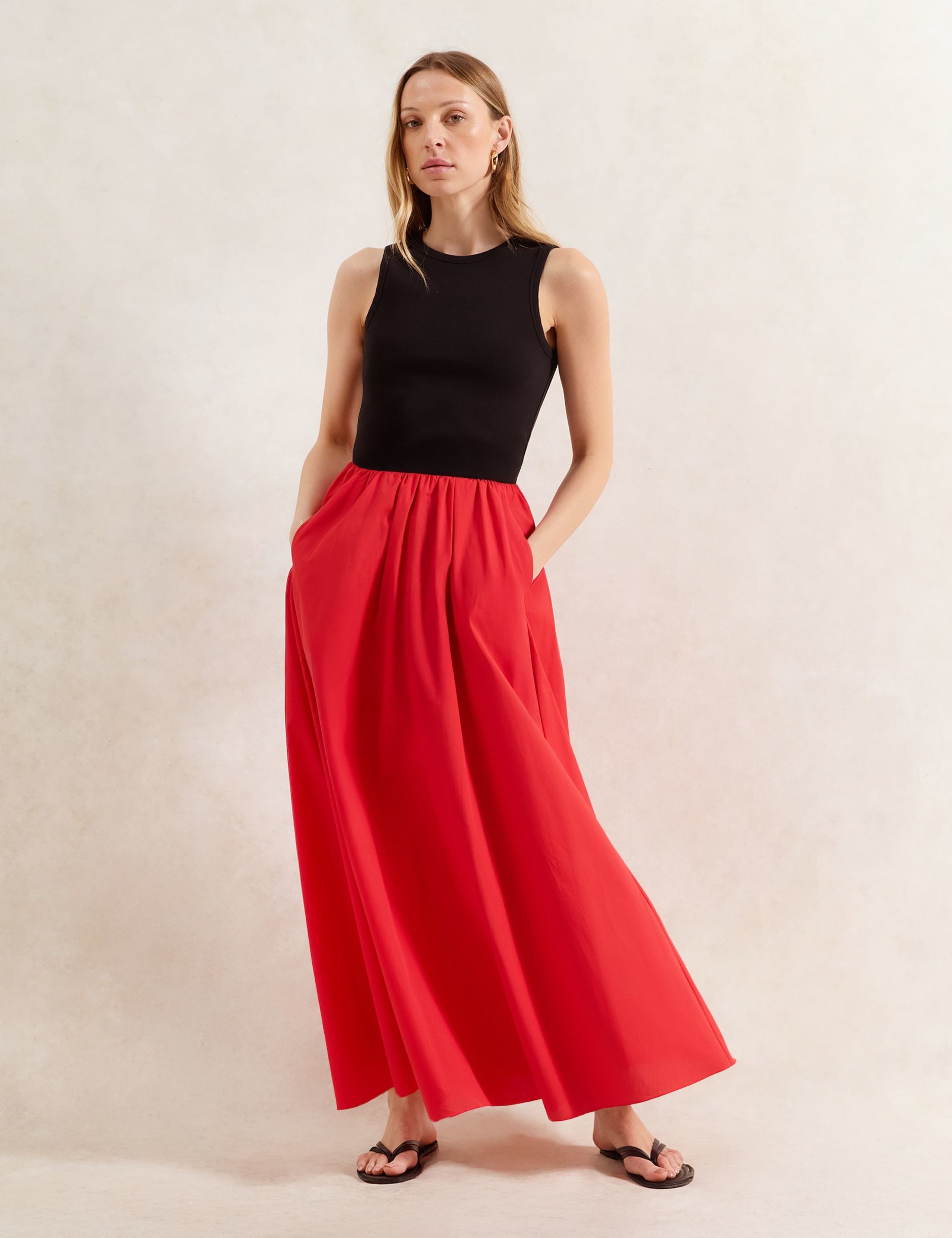 Pure Cotton Poplin Midaxi A-Line Skirt 3 of 5