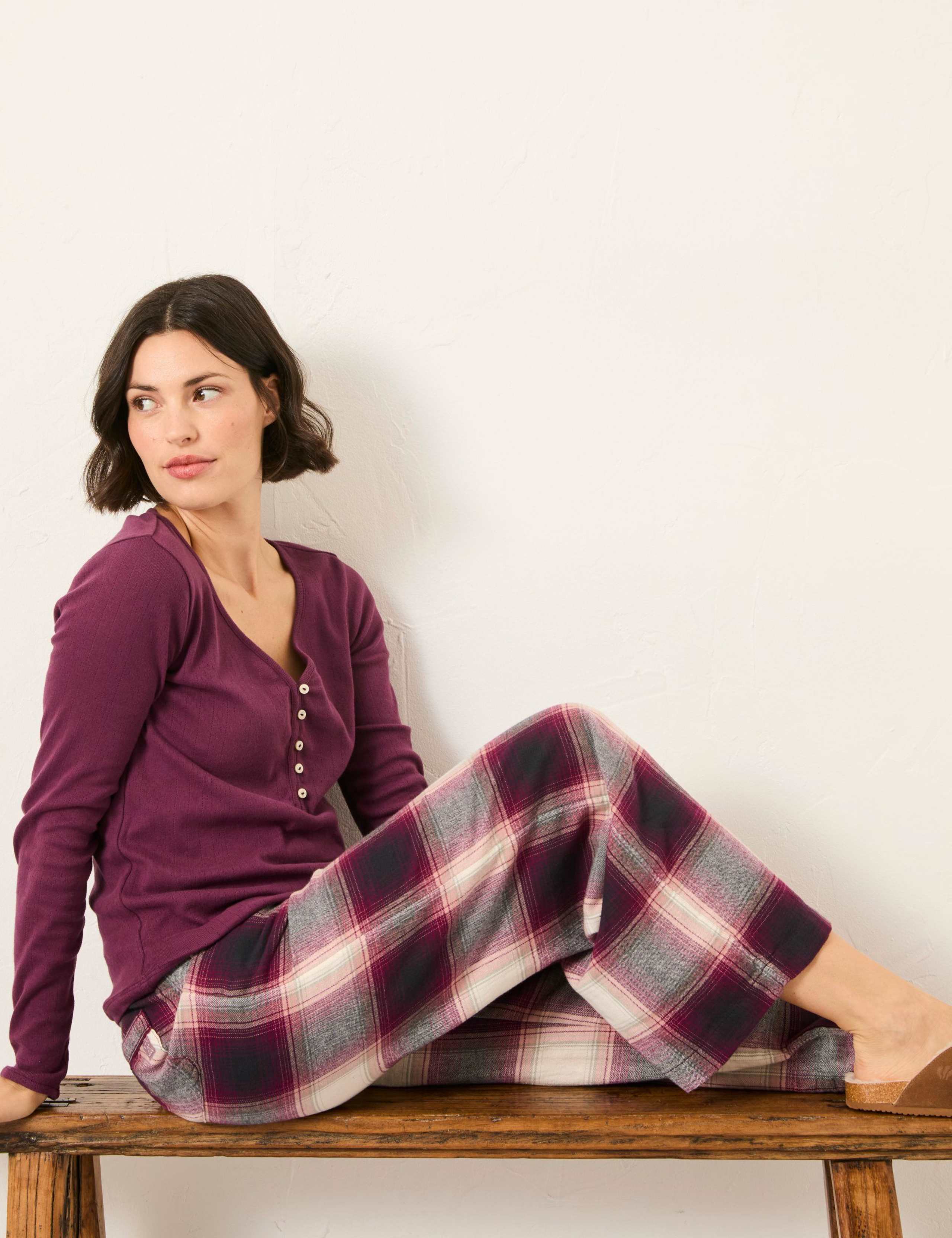 Pure Cotton Checked Pyjama Bottoms 3 of 7