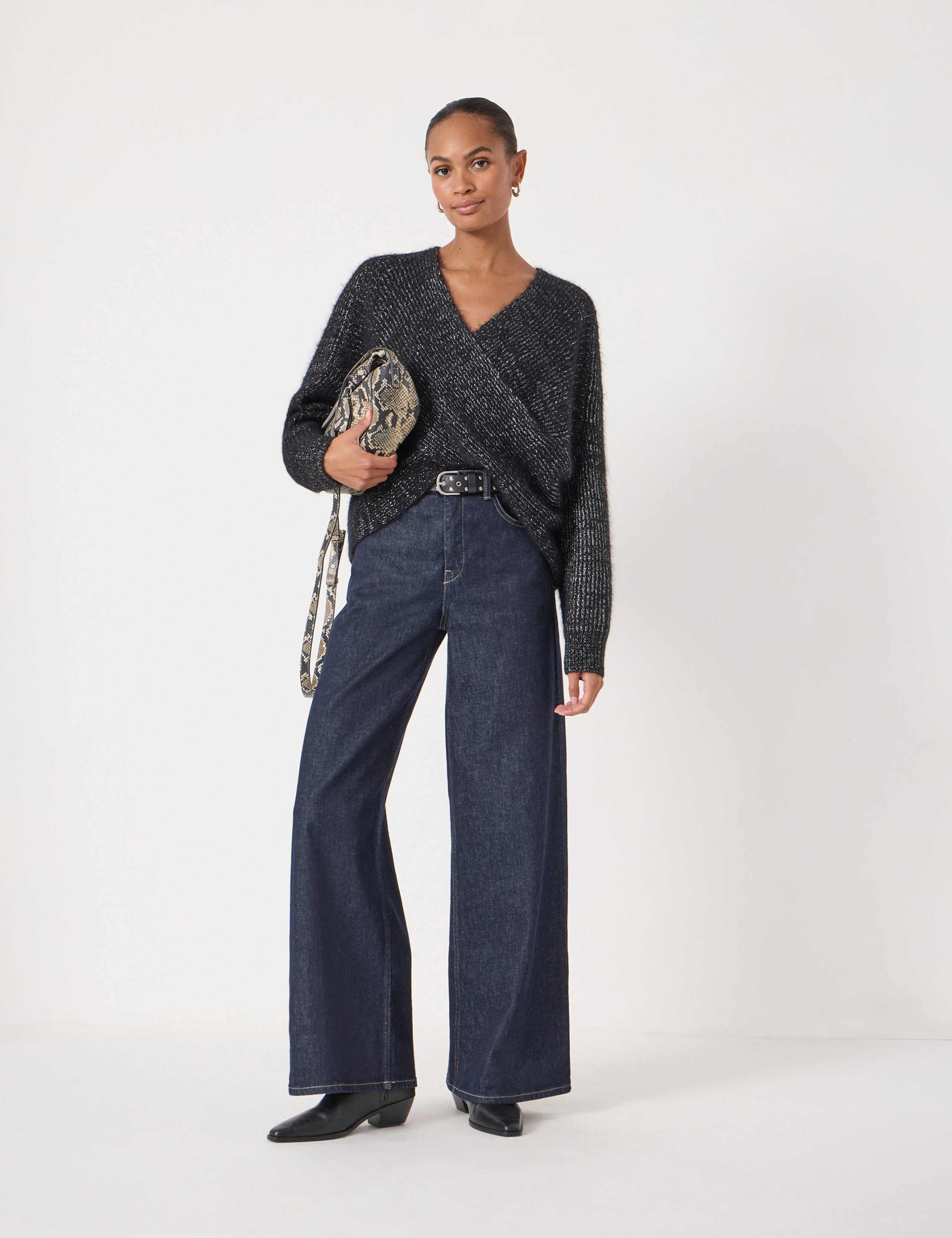 Metallic V-Neck Jumper with Wool and Alpaca 3 of 5