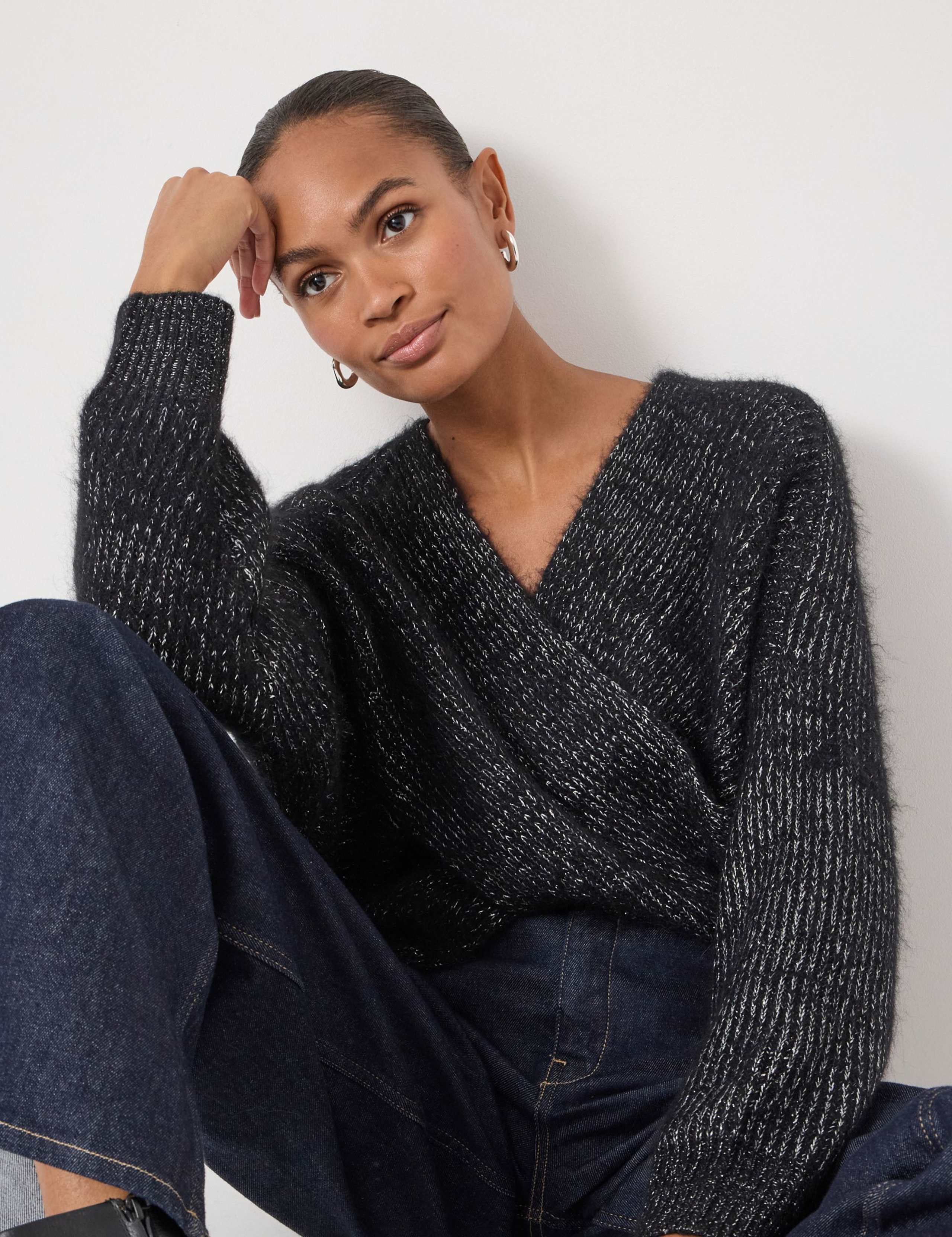 Metallic V-Neck Jumper with Wool and Alpaca 5 of 5