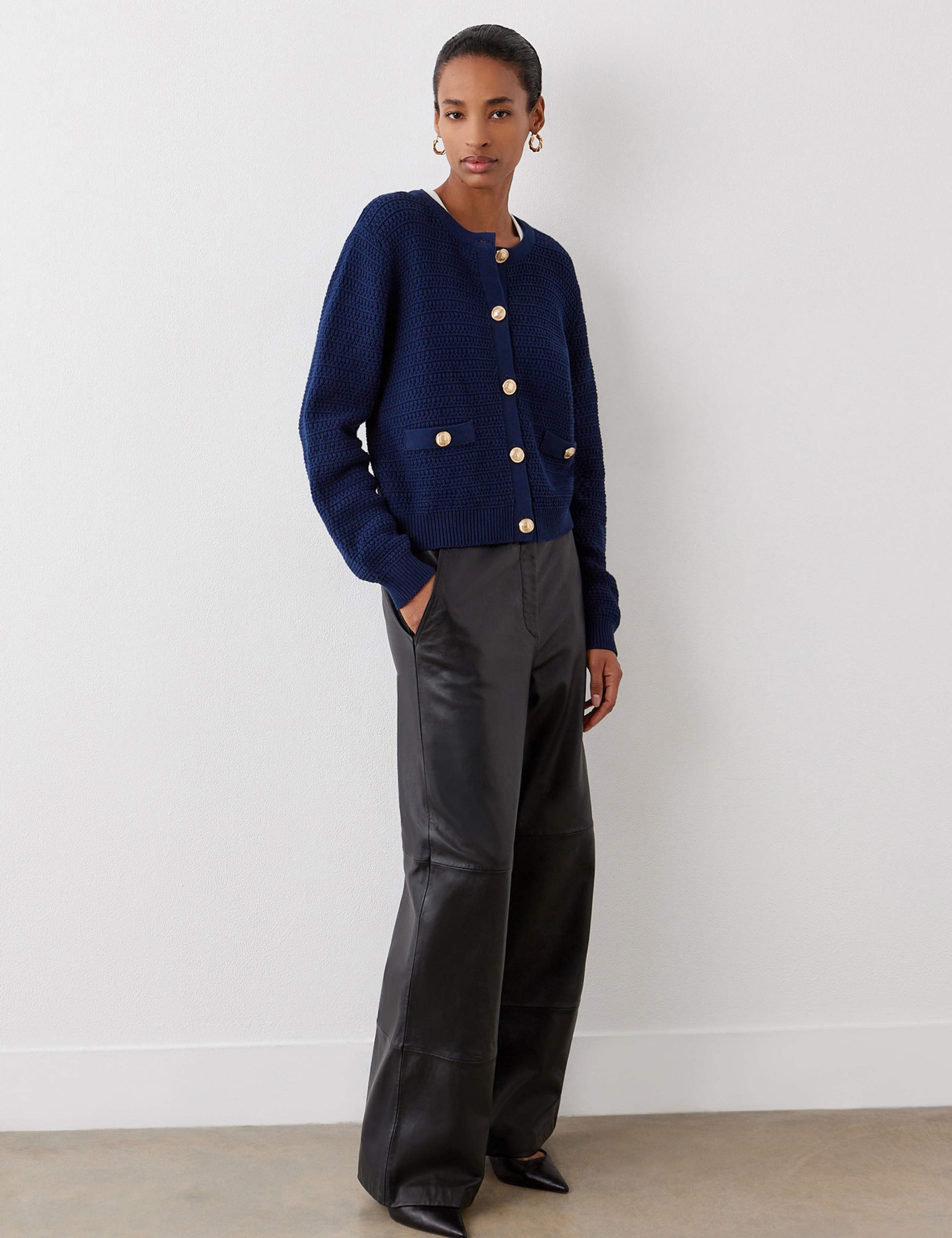 Pure Cotton Crew Neck Button Front Cardigan 4 of 4