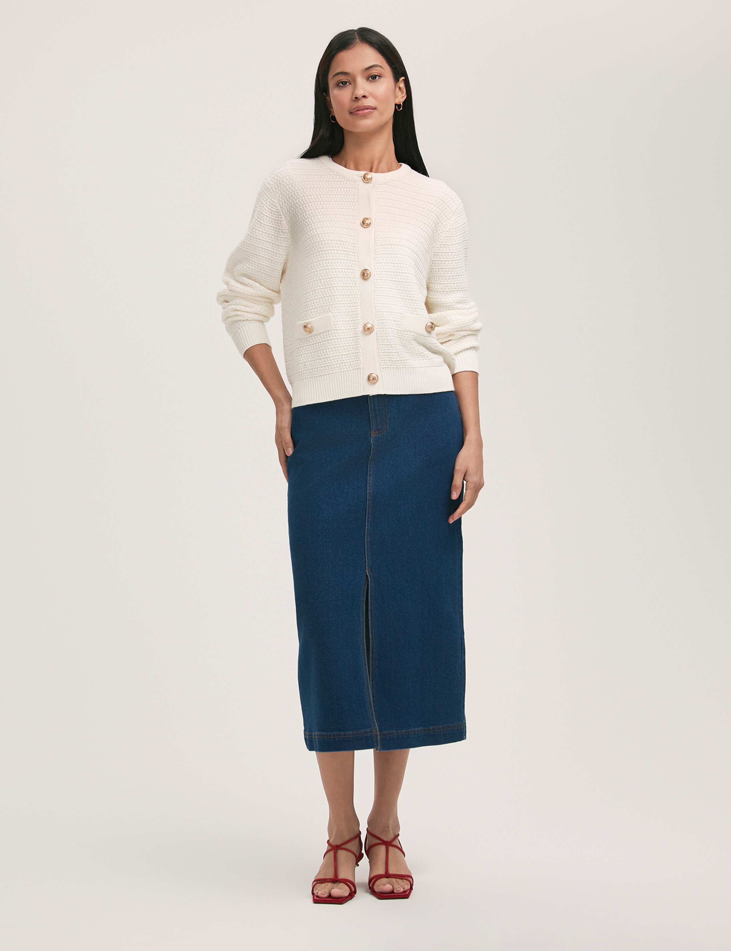 Pure Cotton Crew Neck Button Front Cardigan 2 of 4