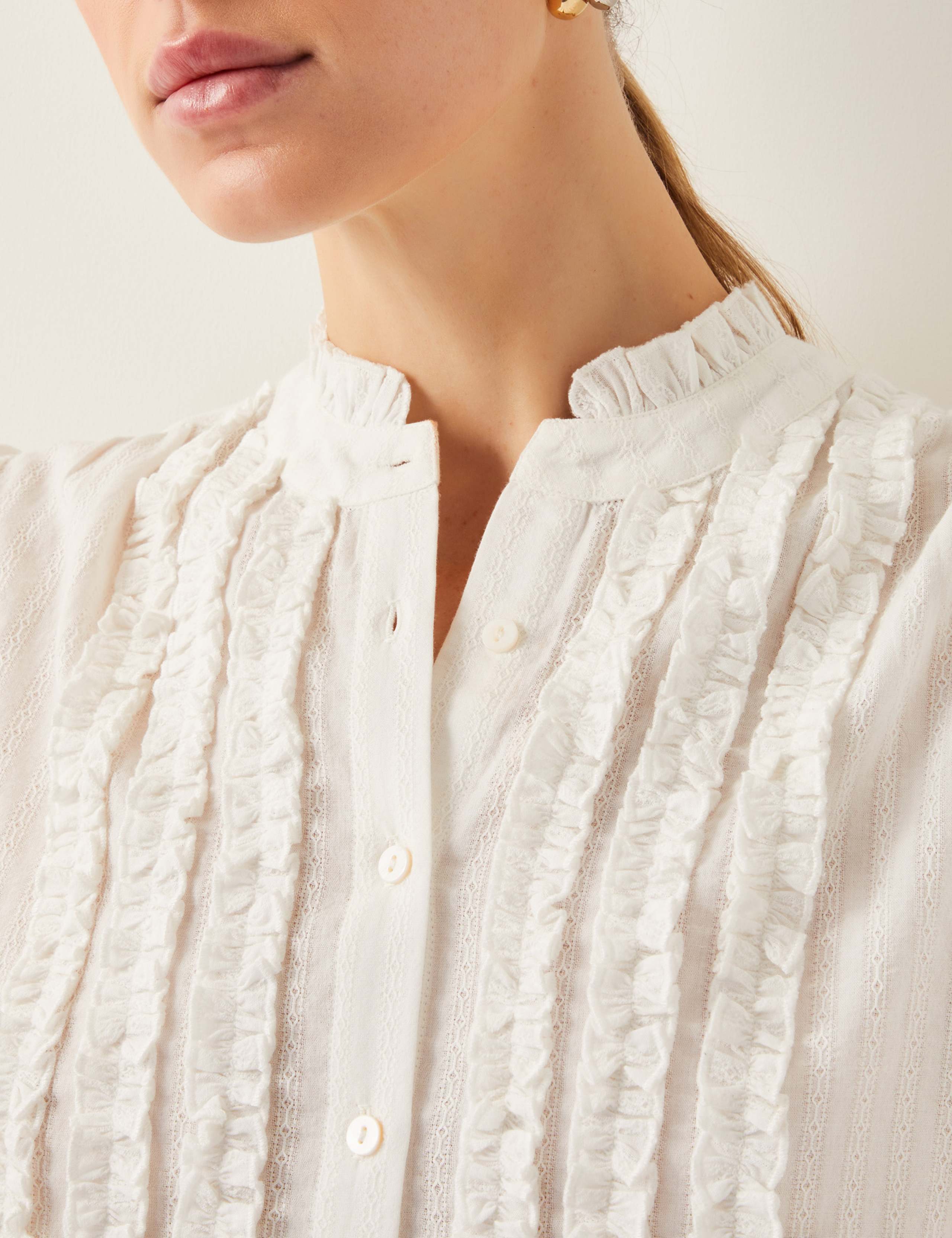Pure Cotton Frill Detail Blouse 3 of 4