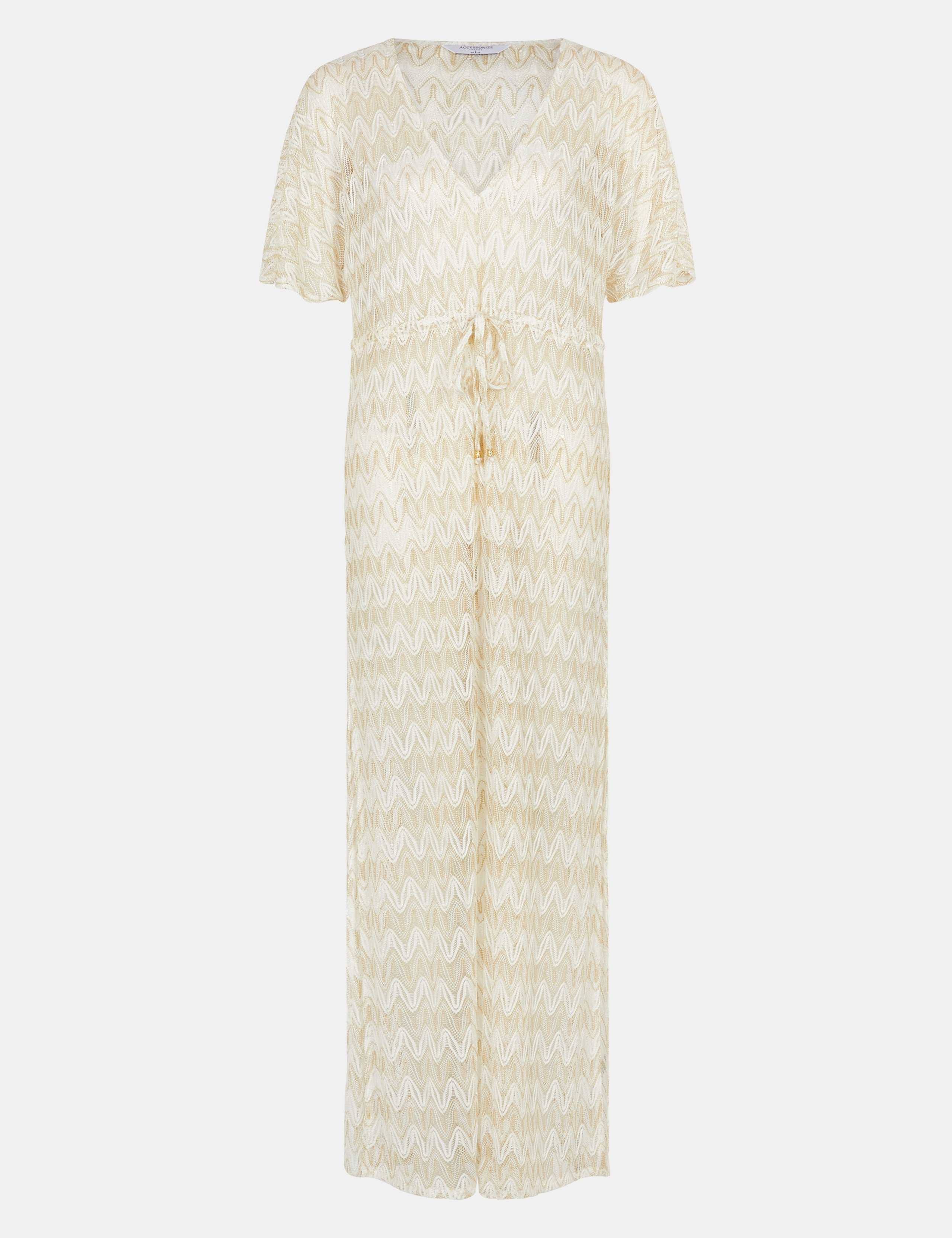 Textured V-Neck Maxi Kaftan Beach Dress 2 of 5