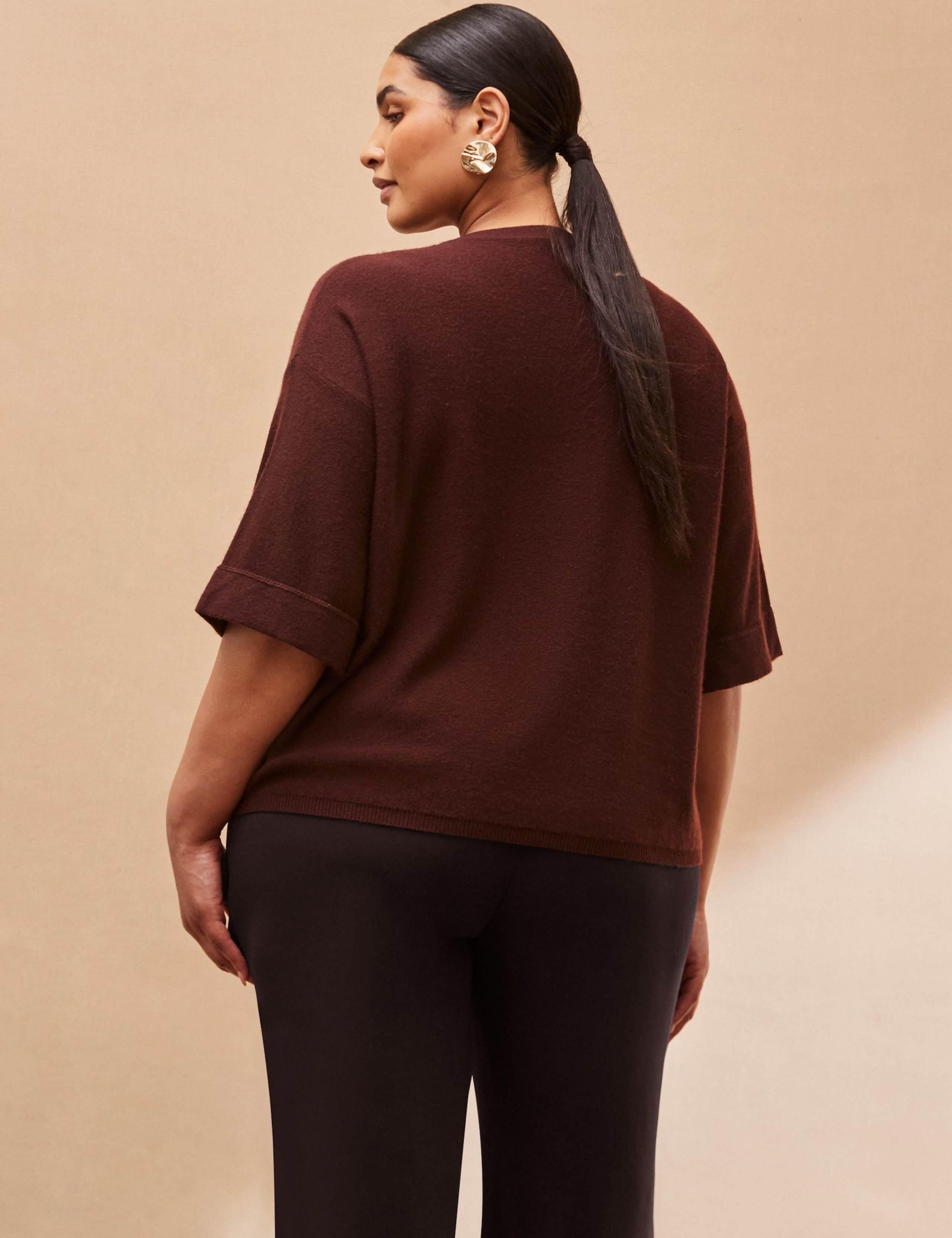 Wool Blend Ribbed Crew Neck T-Shirt 3 of 4