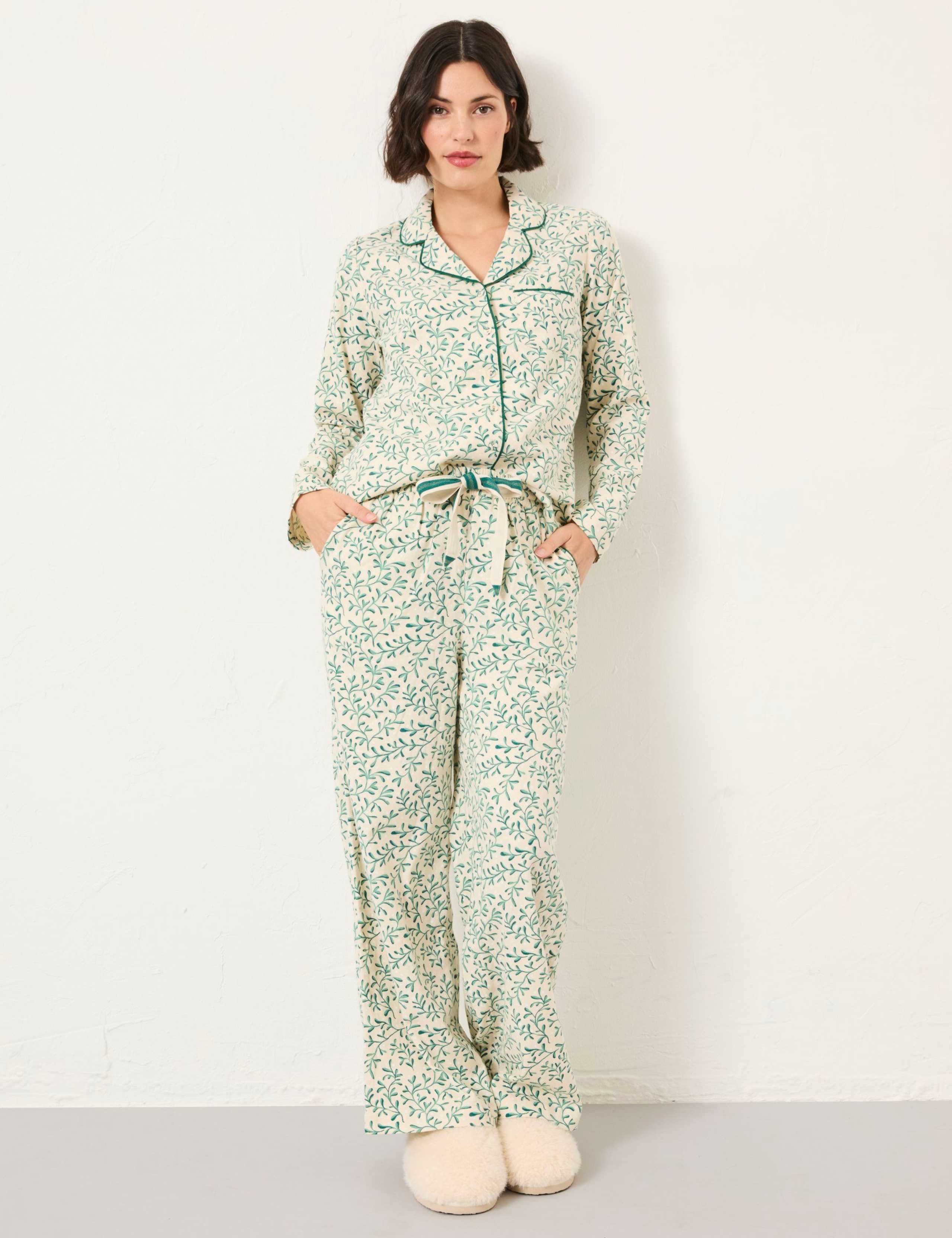 Pure Cotton Mistletoe Print Pyjama Set 1 of 8