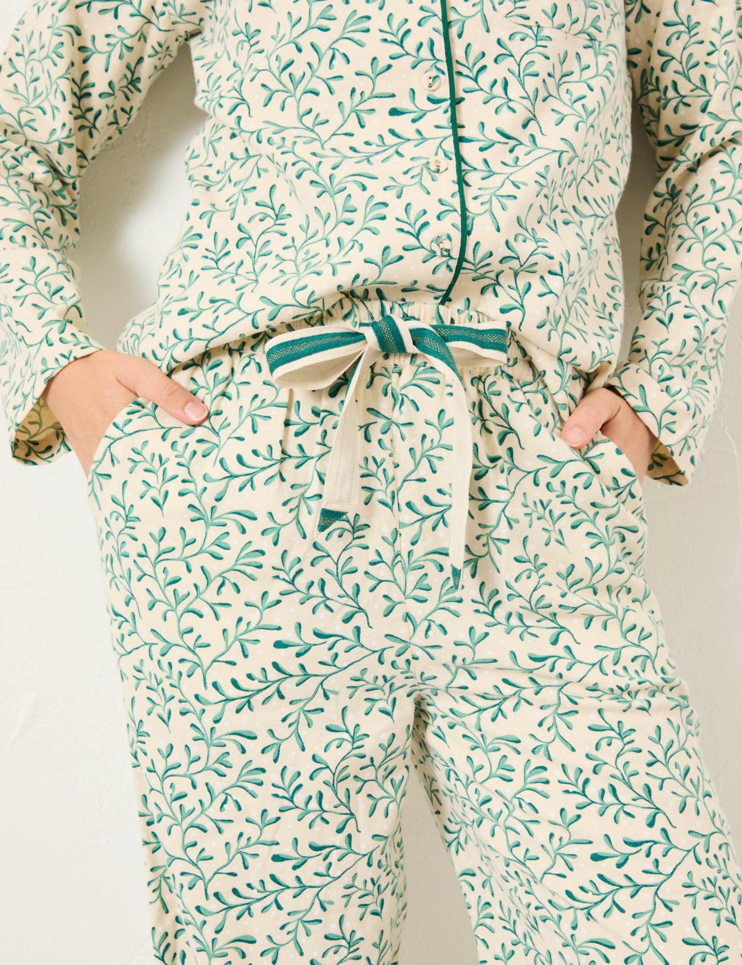 Pure Cotton Mistletoe Print Pyjama Set 3 of 8