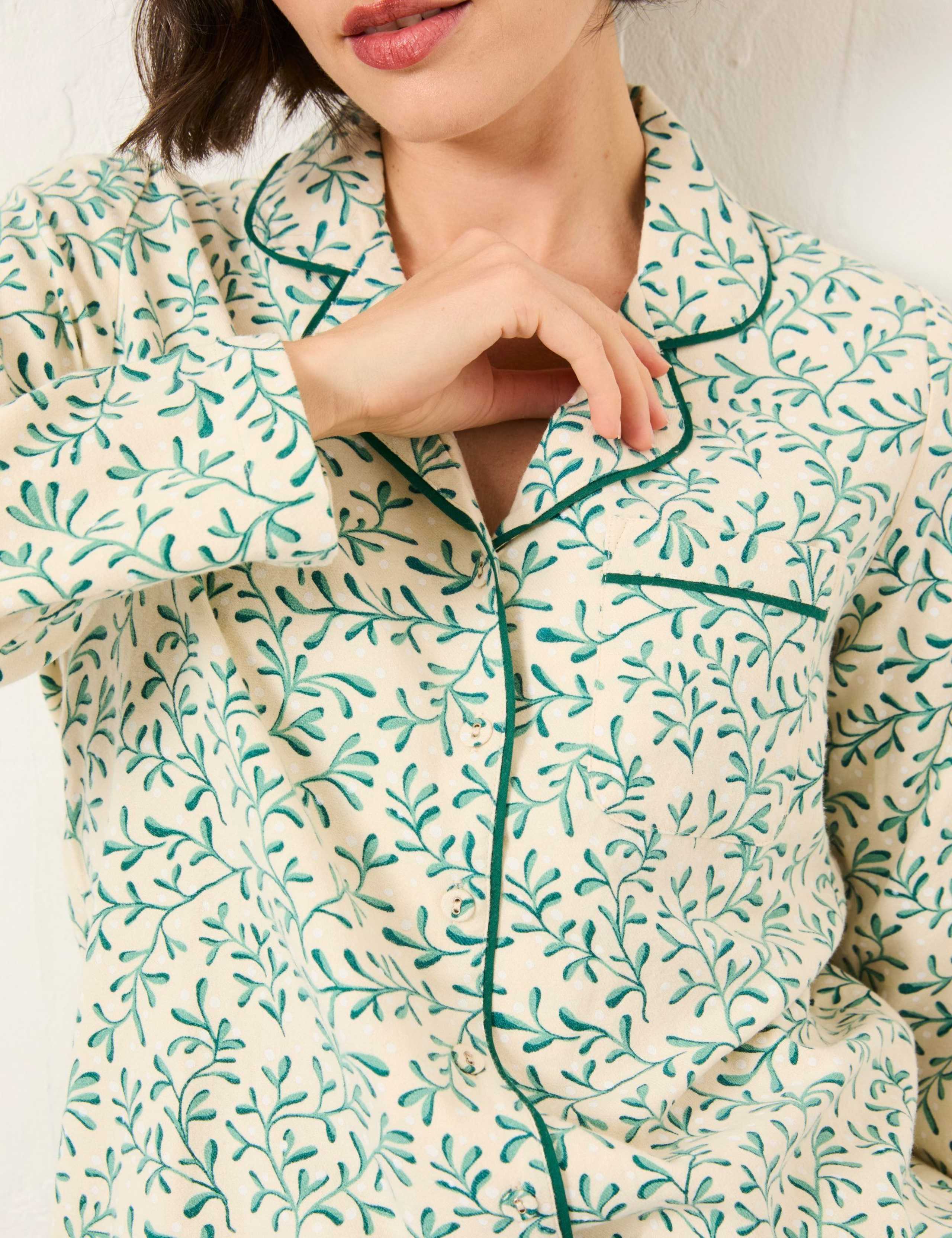 Pure Cotton Mistletoe Print Pyjama Set 5 of 8