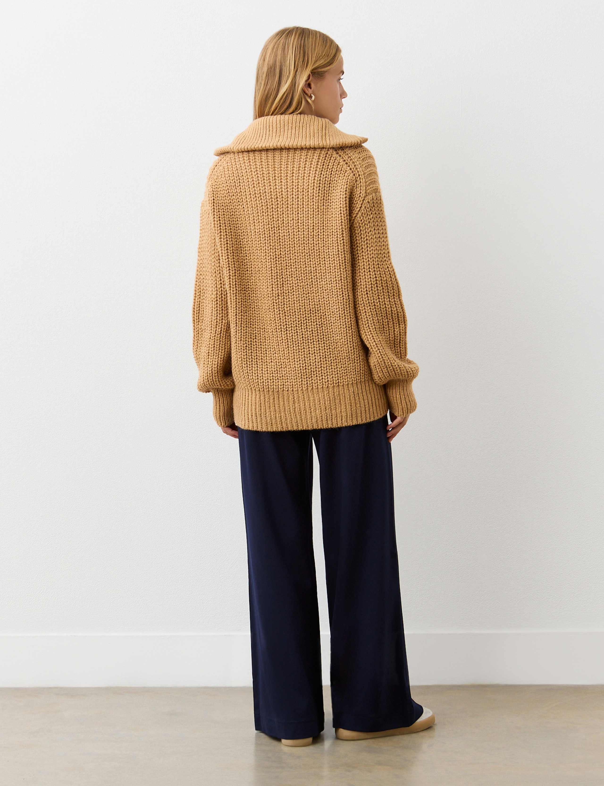 Textured Collared Half Zip Jumper with Wool 4 of 5