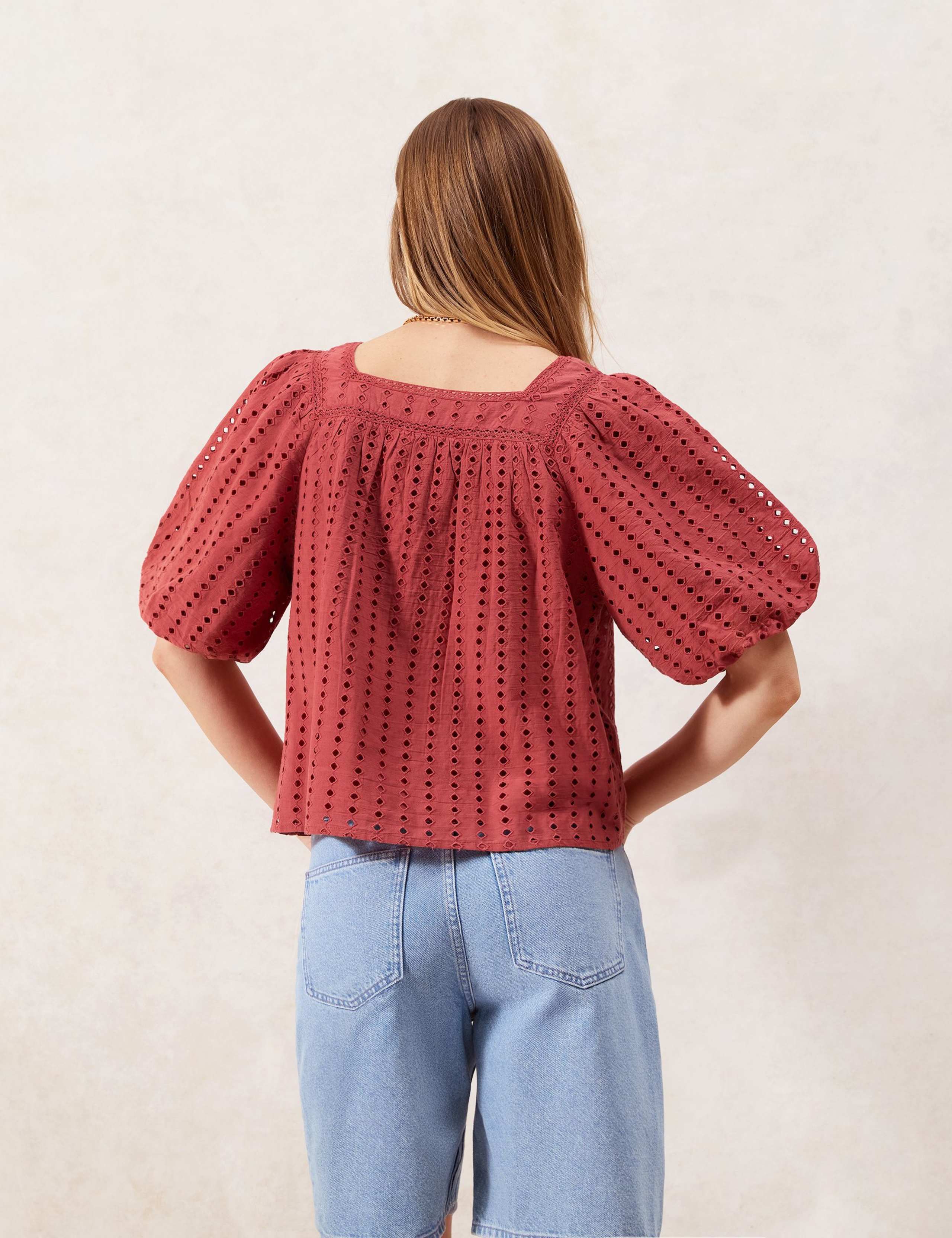 Rust Broderie Anglaise Cotton Smock Top 4 of 4