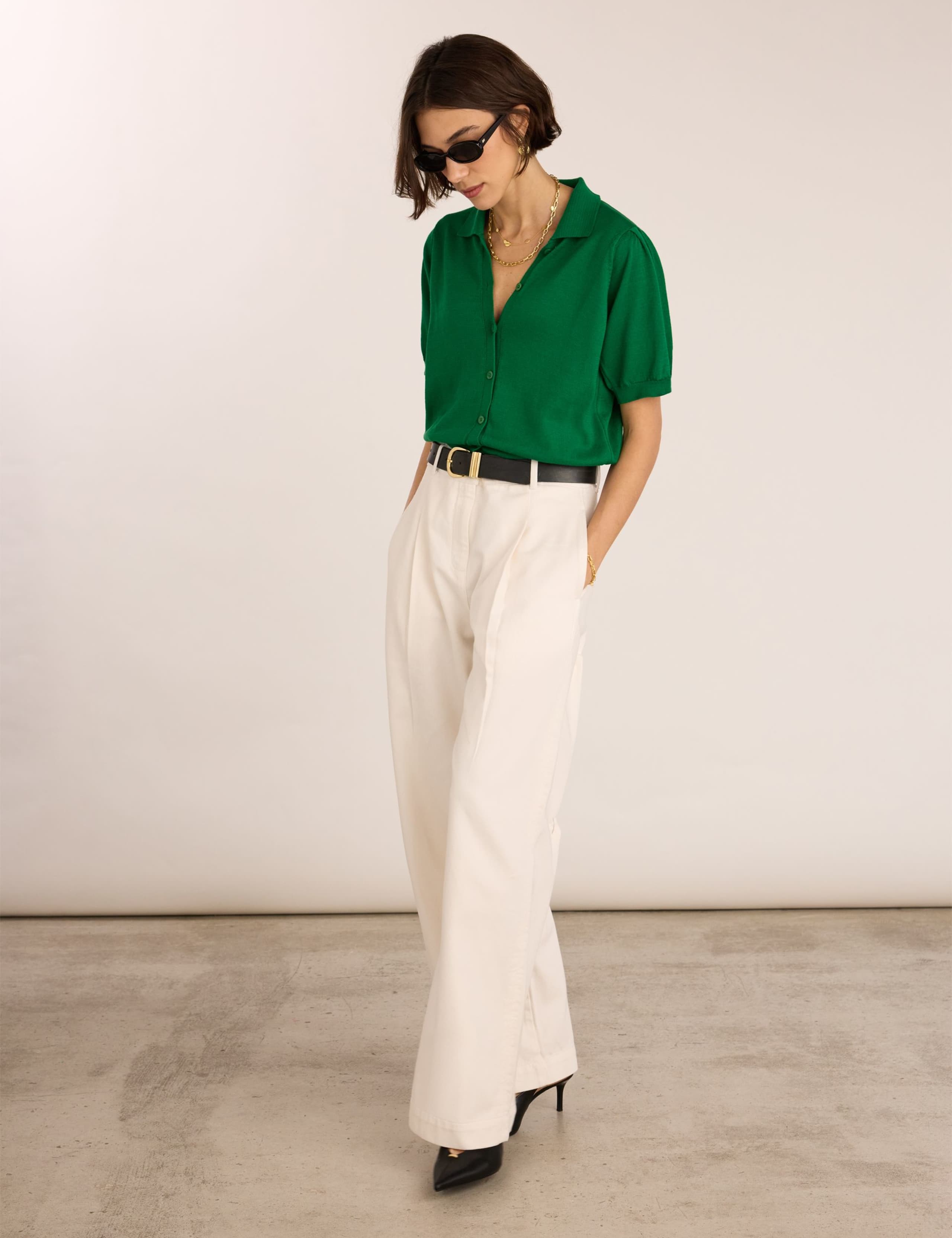 Pure Cotton Collared Short Sleeve Cardigan 2 of 3