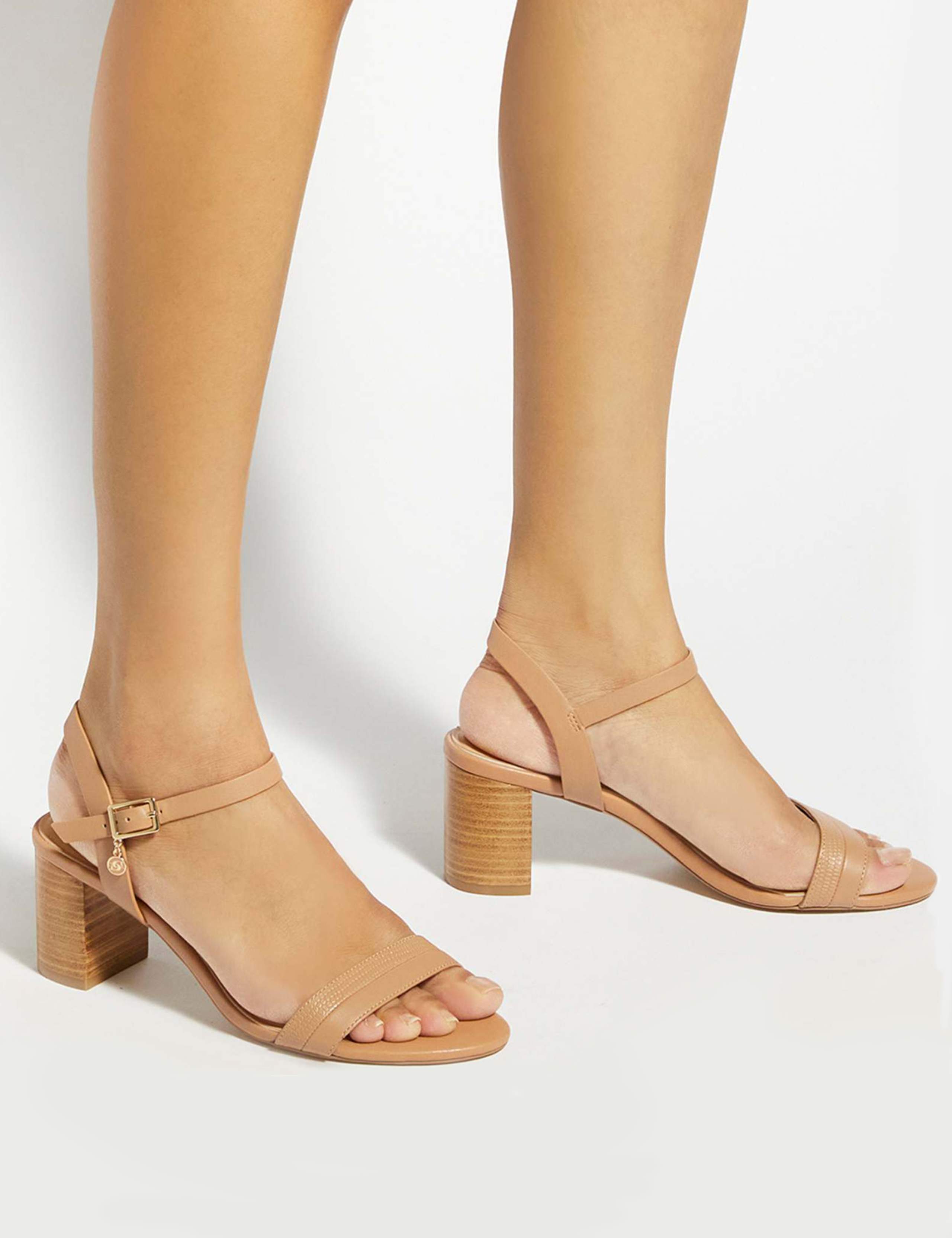 Leather Ankle Strap Block Heel Sandals 1 of 6