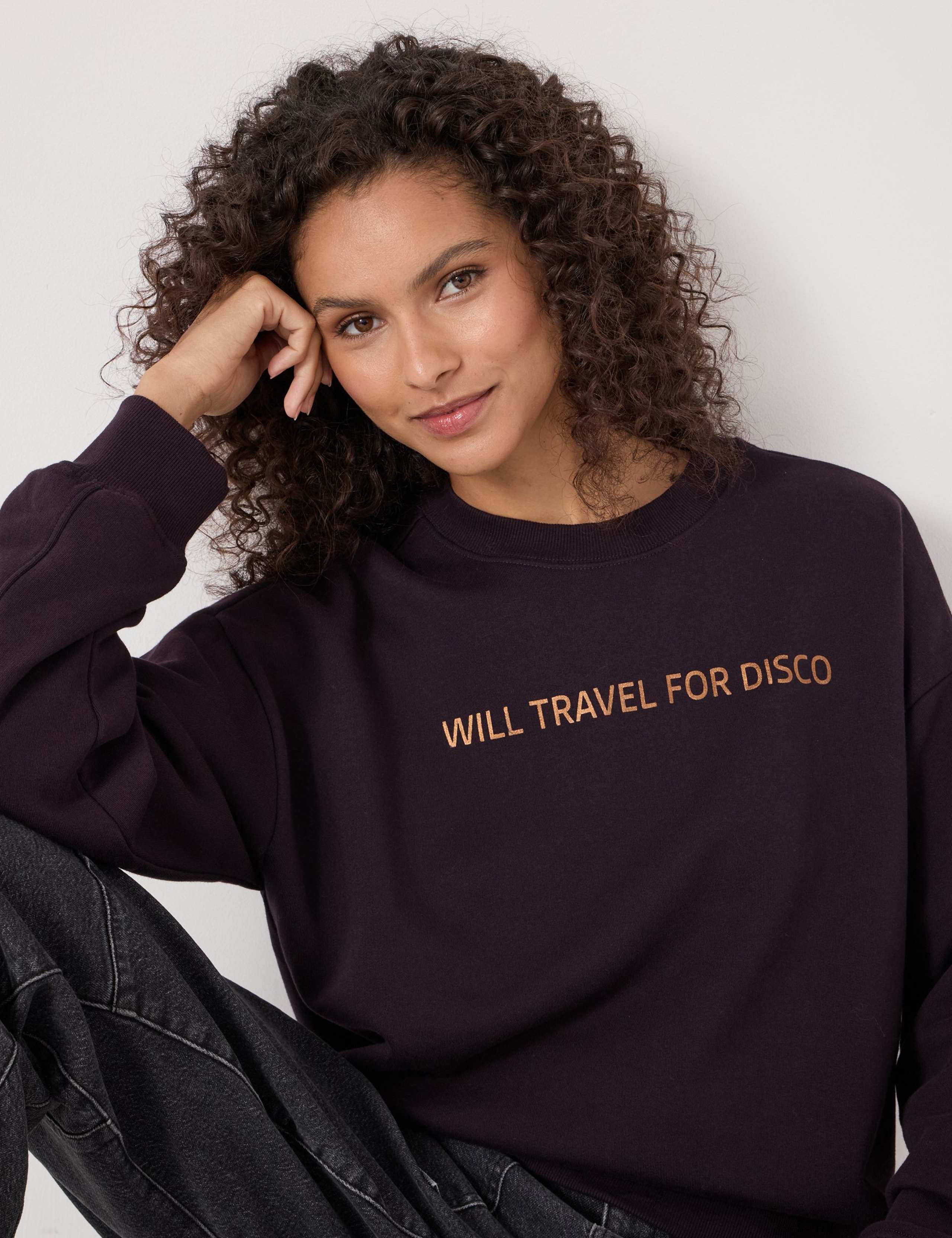 Pure Cotton Disco Slogan Sweatshirt 5 of 5