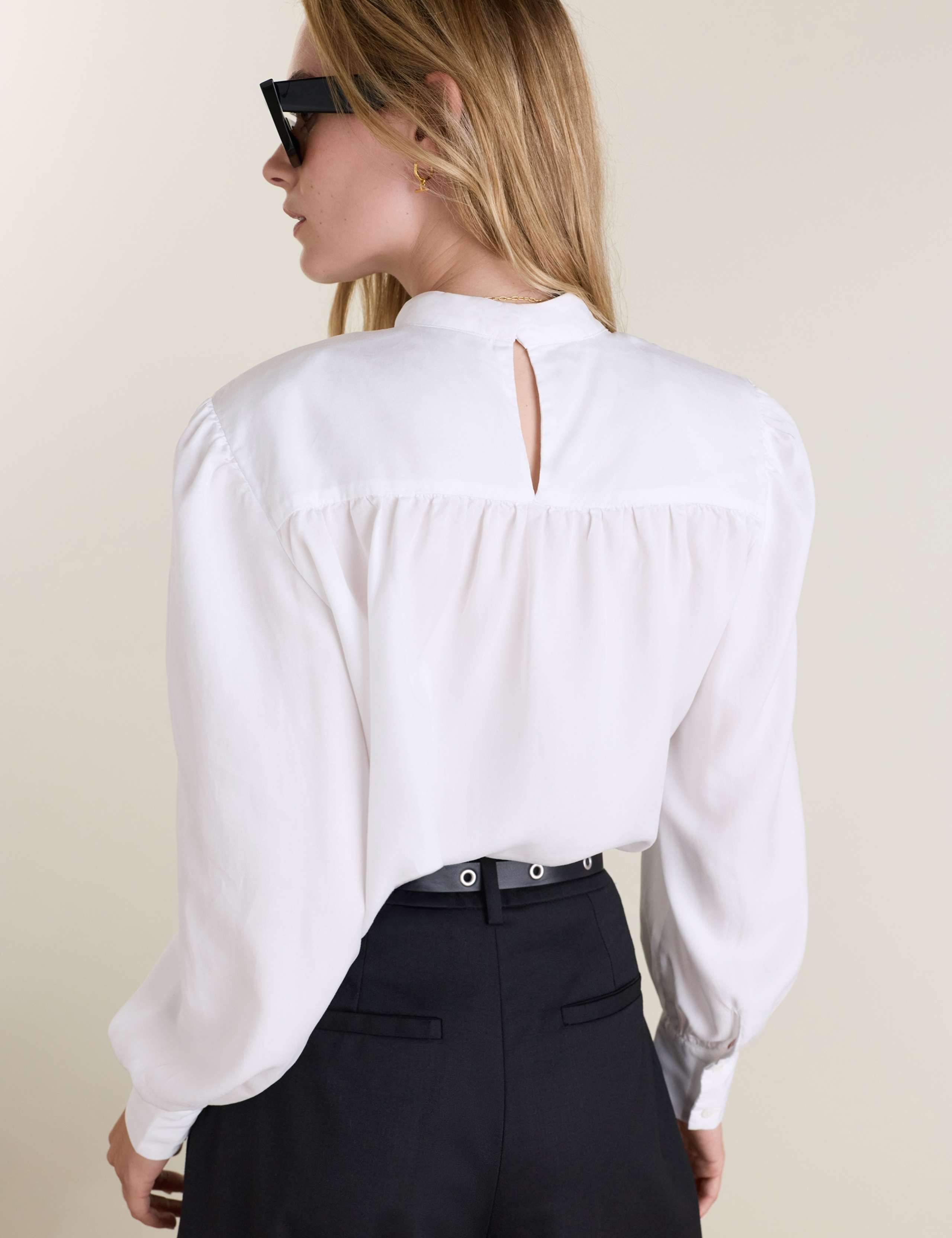 Pure Lyocell Collared Strong Shoulder Blouse 3 of 5