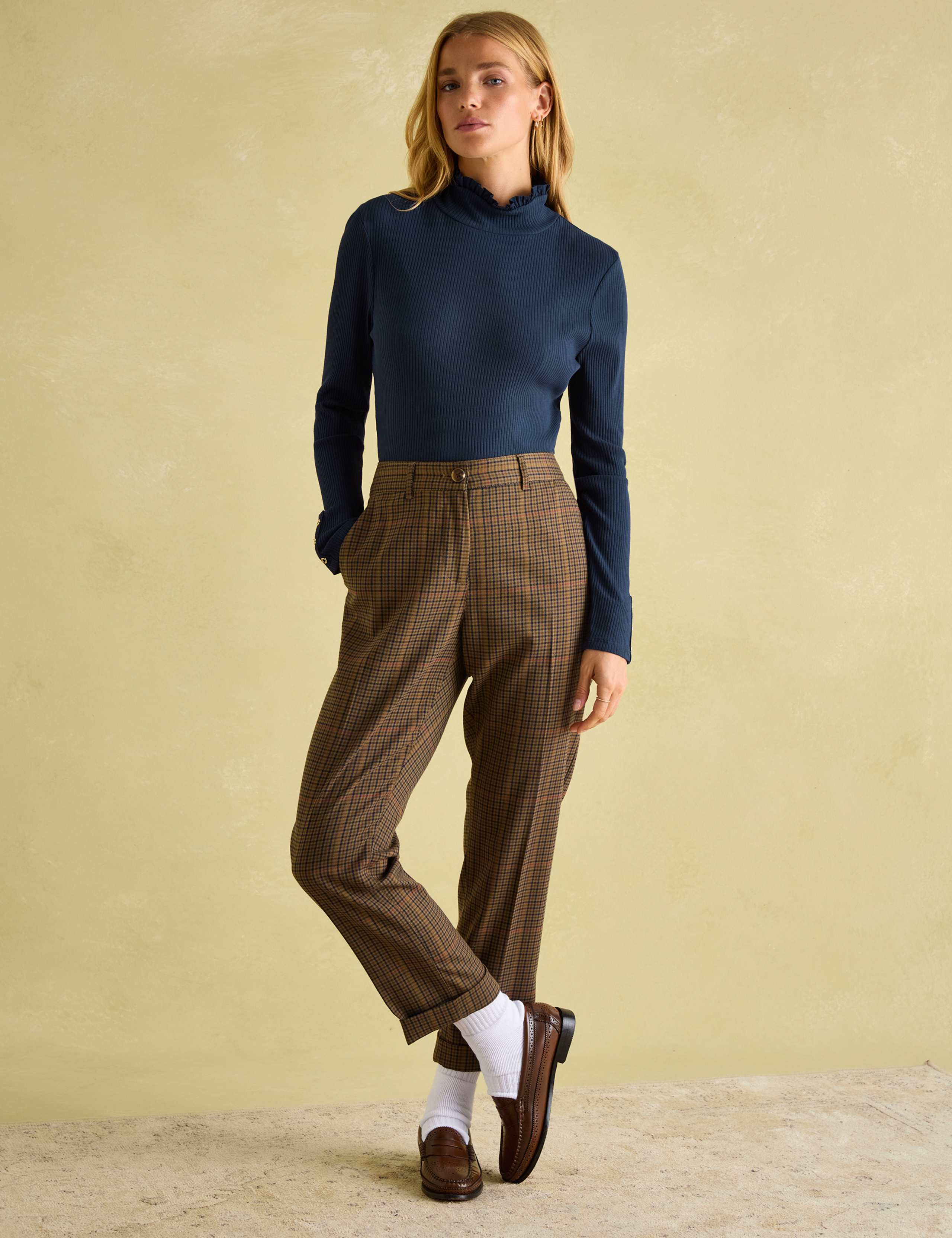 Jersey Ribbed Ruffle Collar Top 3 of 6