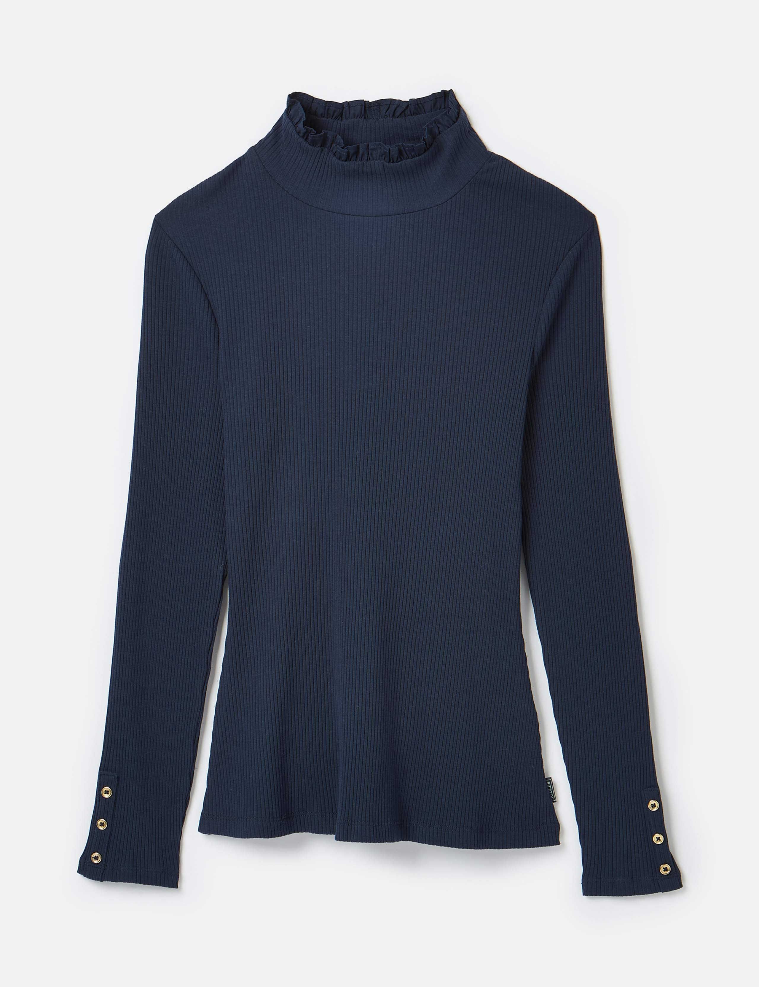 Jersey Ribbed Ruffle Collar Top 2 of 6
