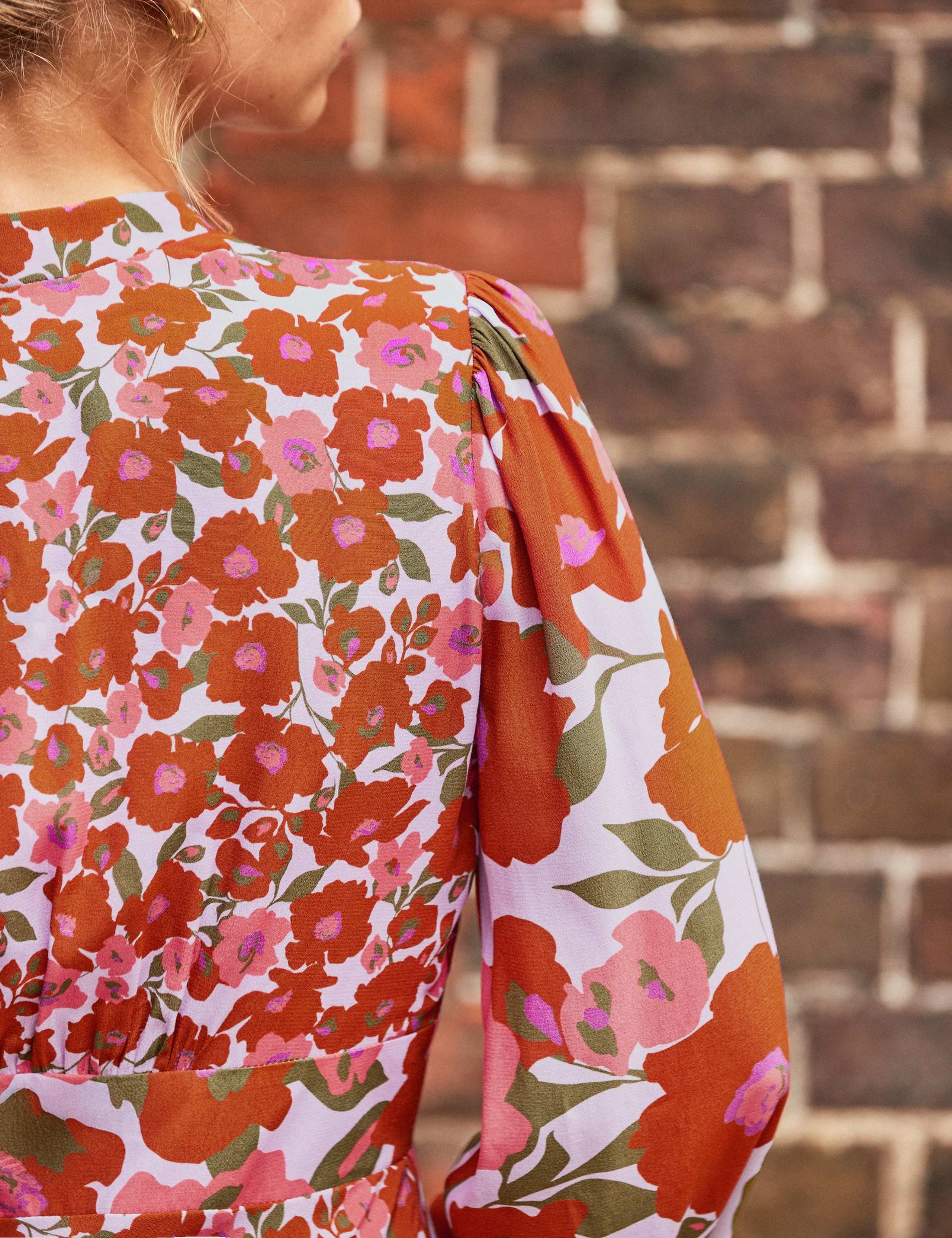 Floral V-Neck Midaxi Waisted Dress 5 of 5