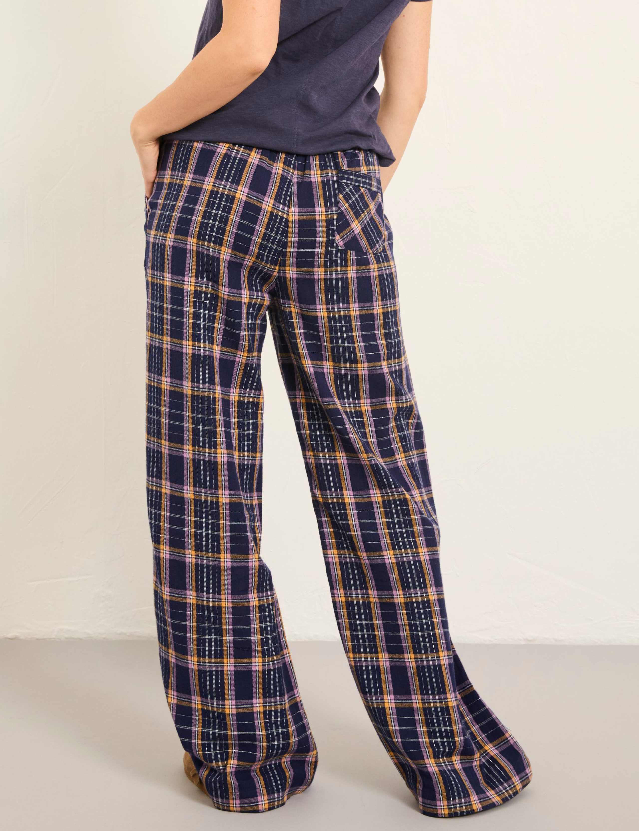 Pure Cotton Metallic Checked Pyjama Bottoms 4 of 6