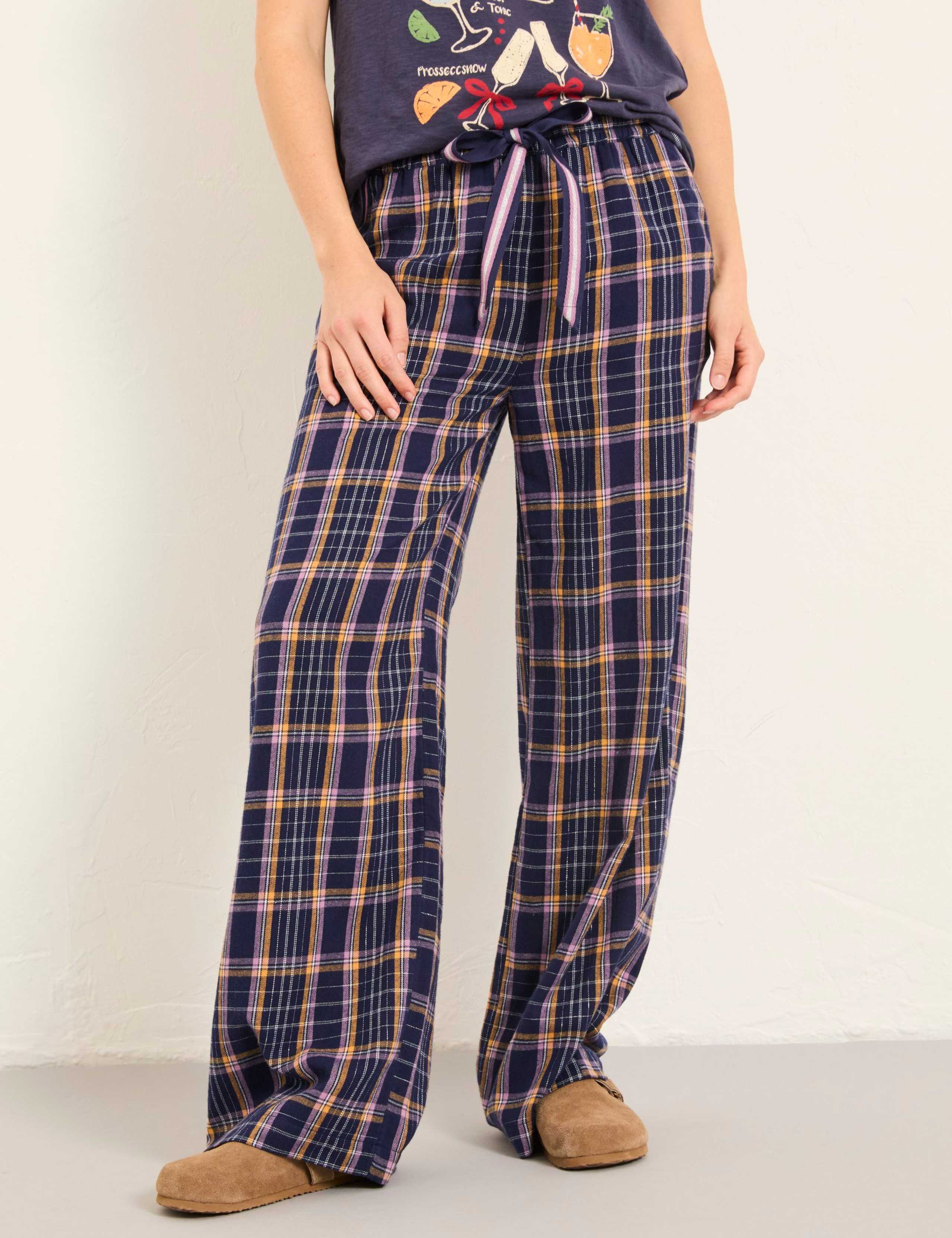 Pure Cotton Metallic Checked Pyjama Bottoms 5 of 6