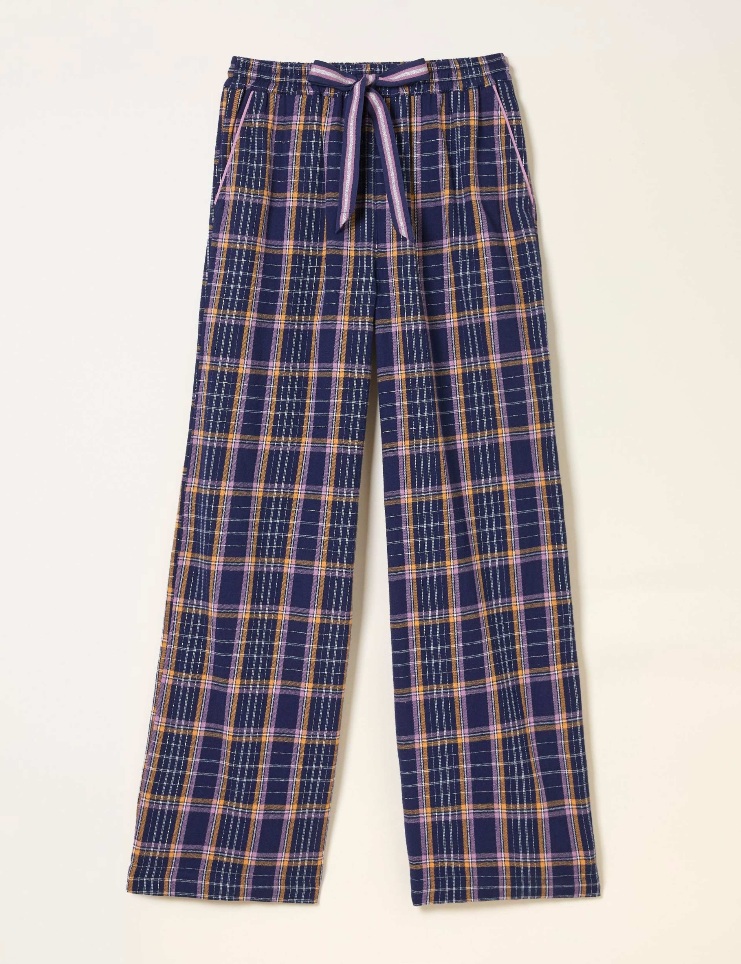Pure Cotton Metallic Checked Pyjama Bottoms 2 of 6
