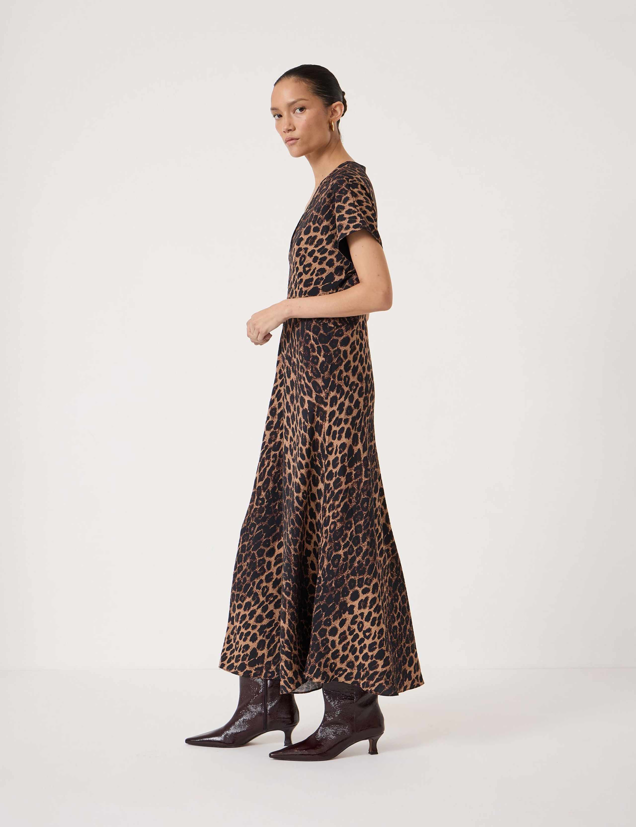 Animal Print V-Neck Maxi Tea Dress 2 of 4