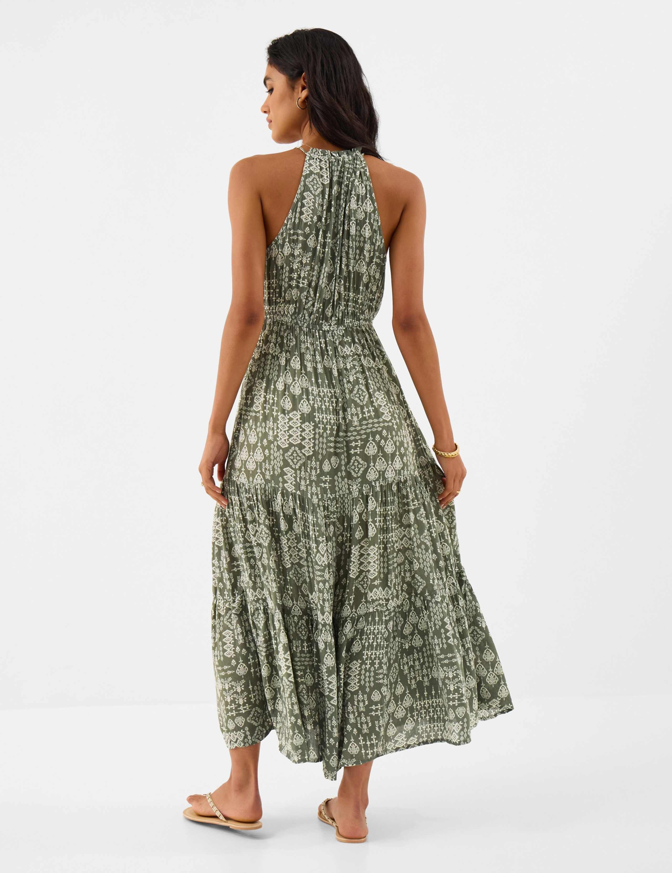 Printed Halter Neck Maxi Beach Dress 3 of 4
