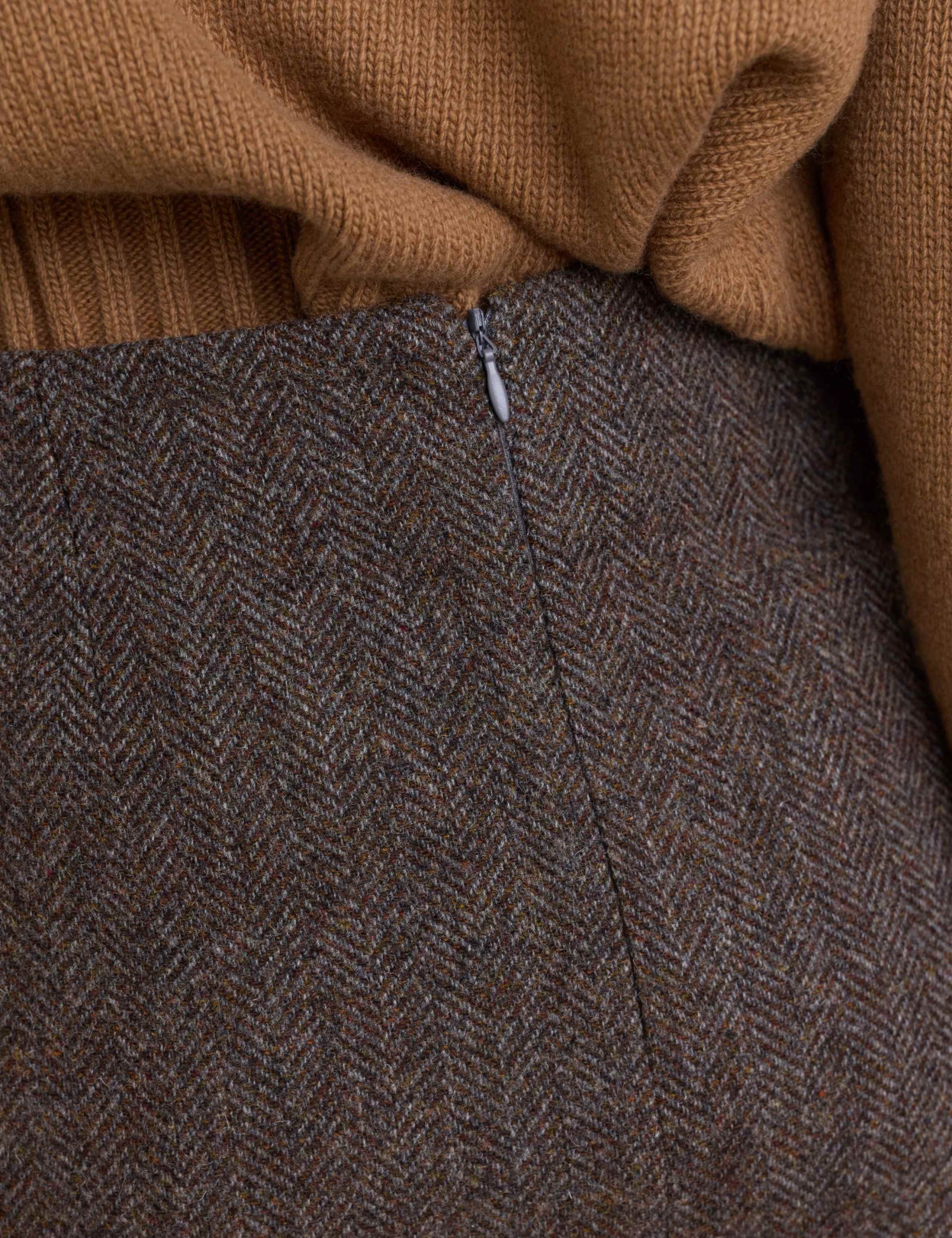 Pure Wool Herringbone Mini A-Line Skirt 4 of 4