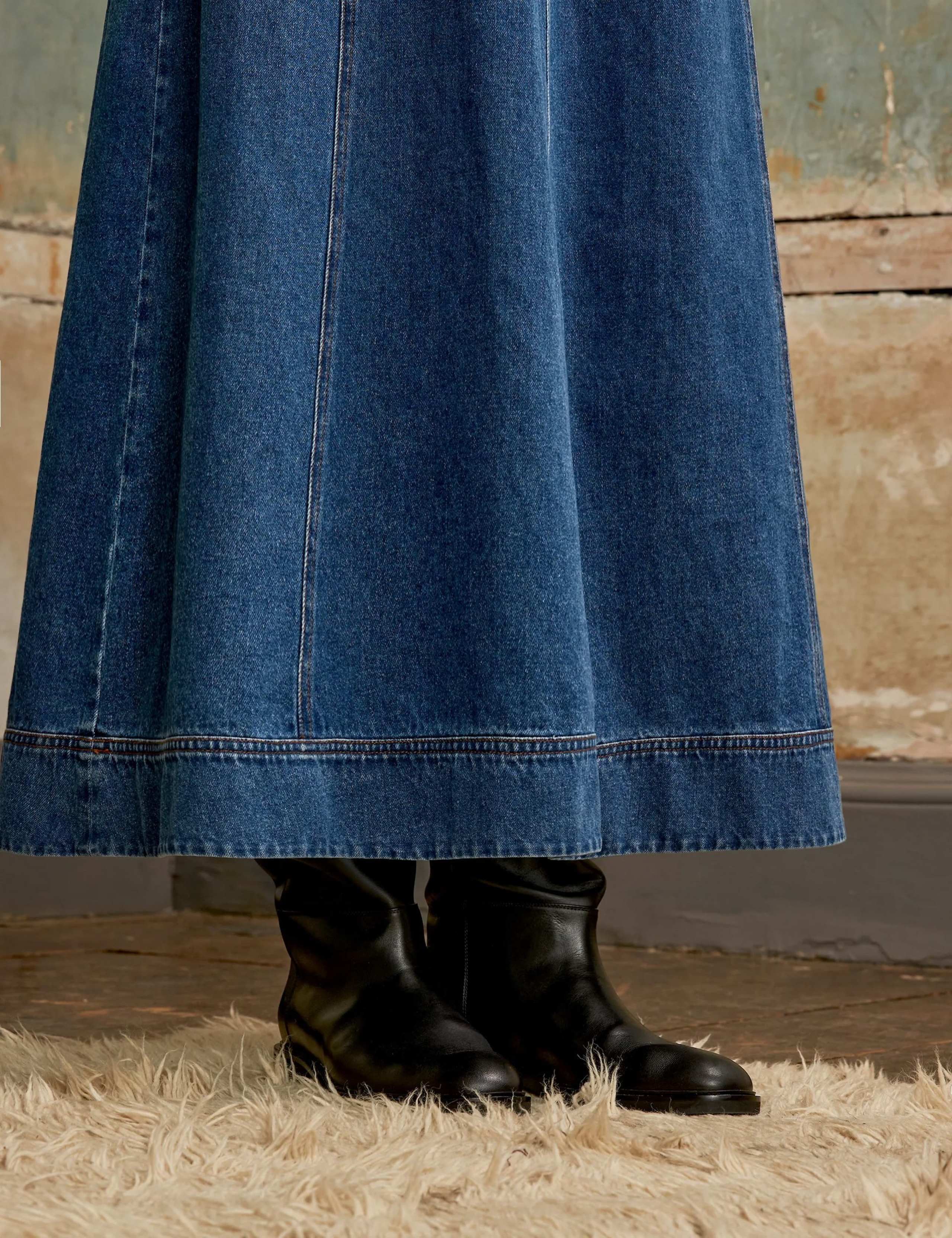 Denim Puff Sleeve Midaxi Waisted Dress 5 of 5