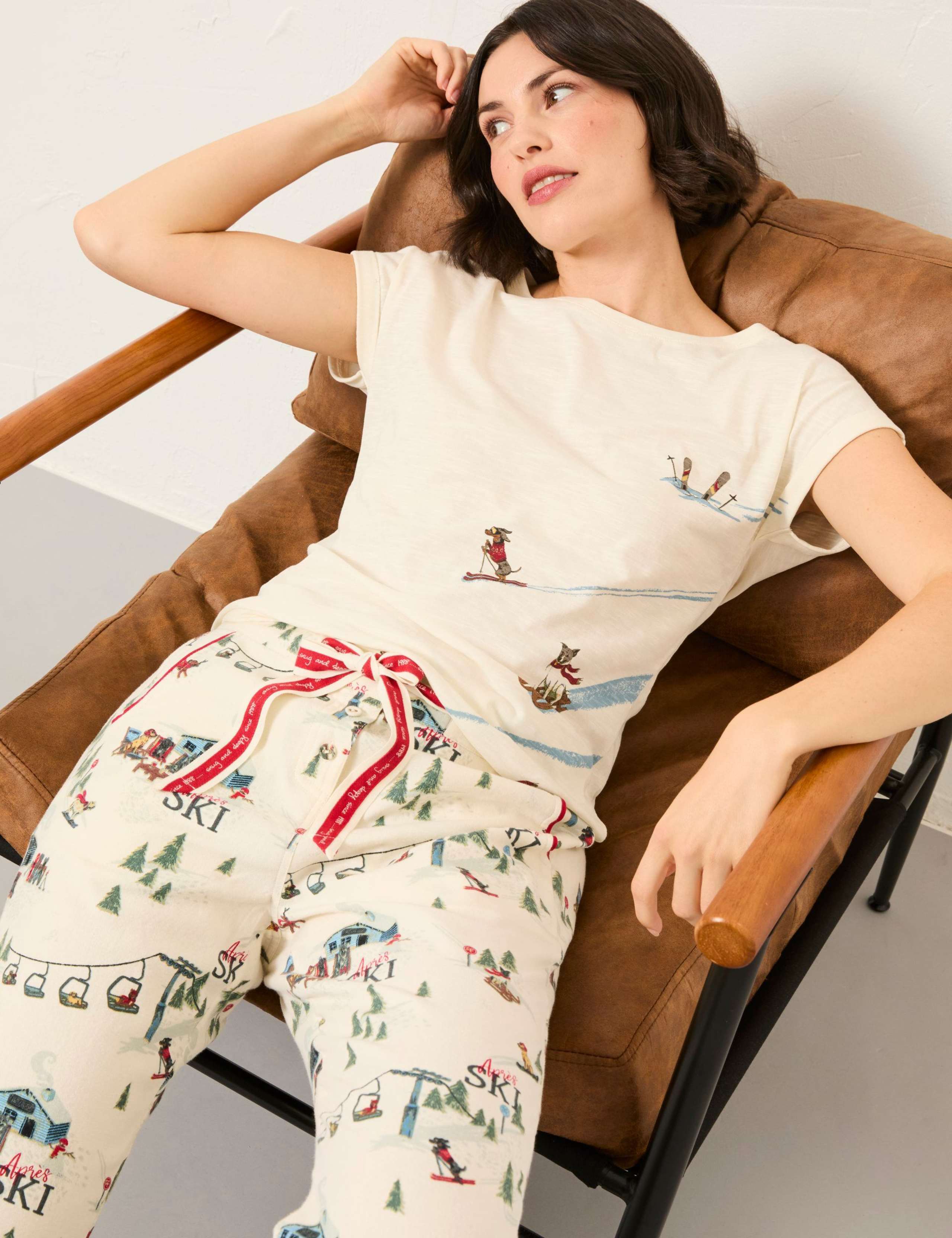 Pure Cotton Skiing Dogs Pyjama Top 4 of 6