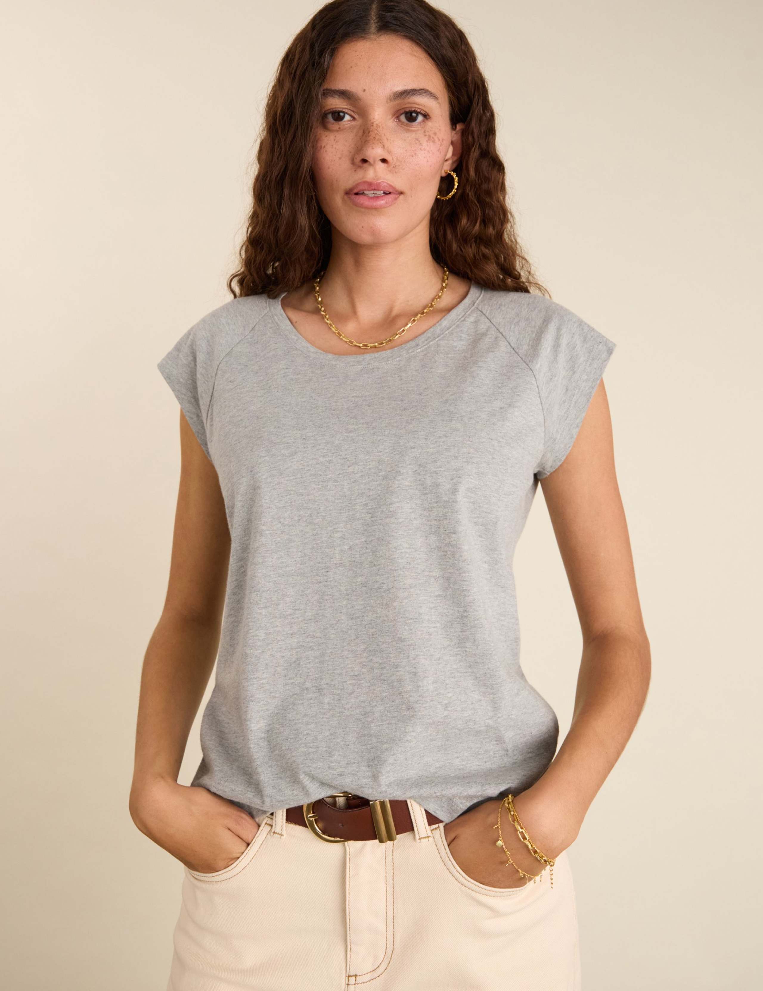 Pure Cotton Scoop Neck T-Shirt 1 of 5