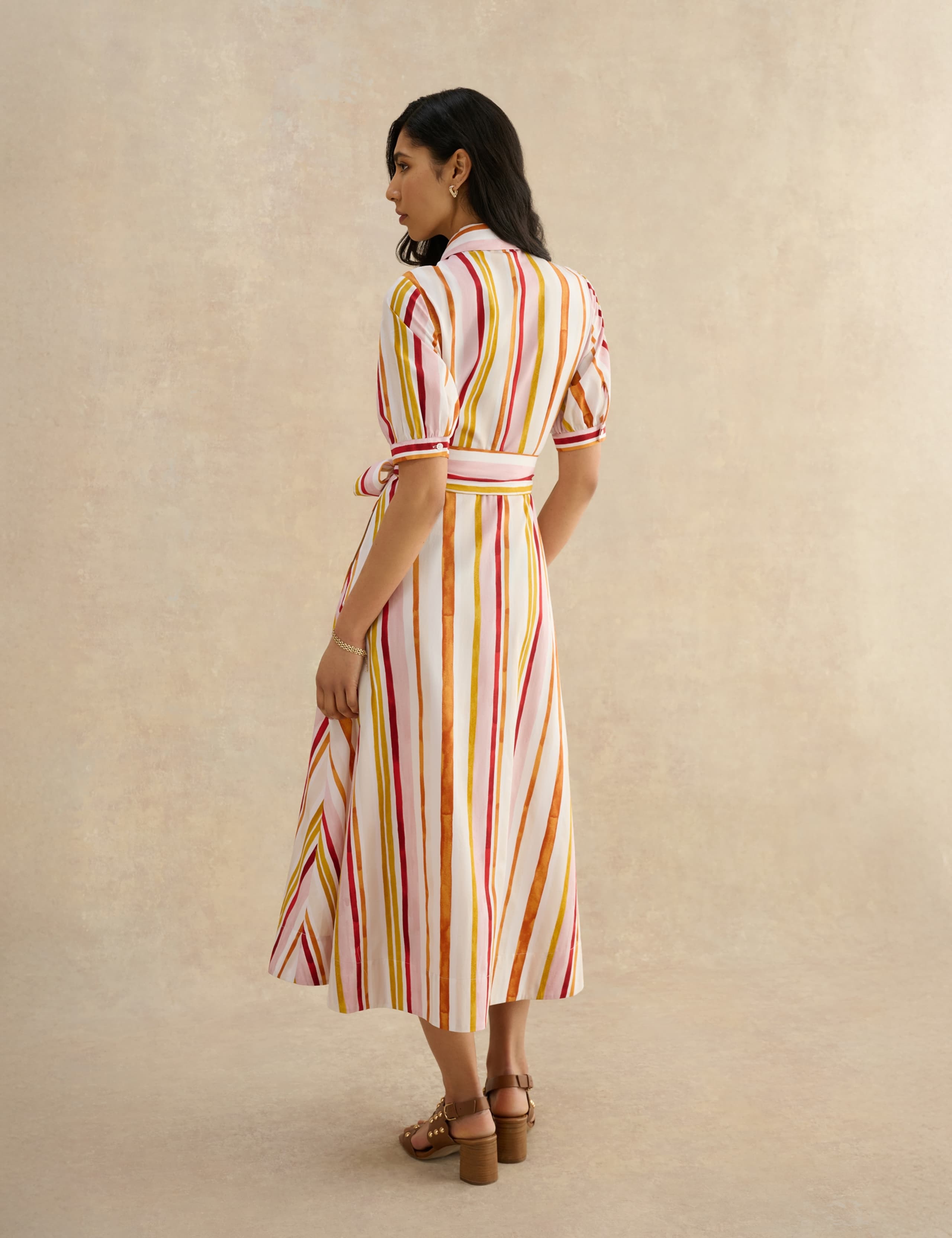 Pure Cotton Striped Midi Skater Shirt Dress 4 of 10