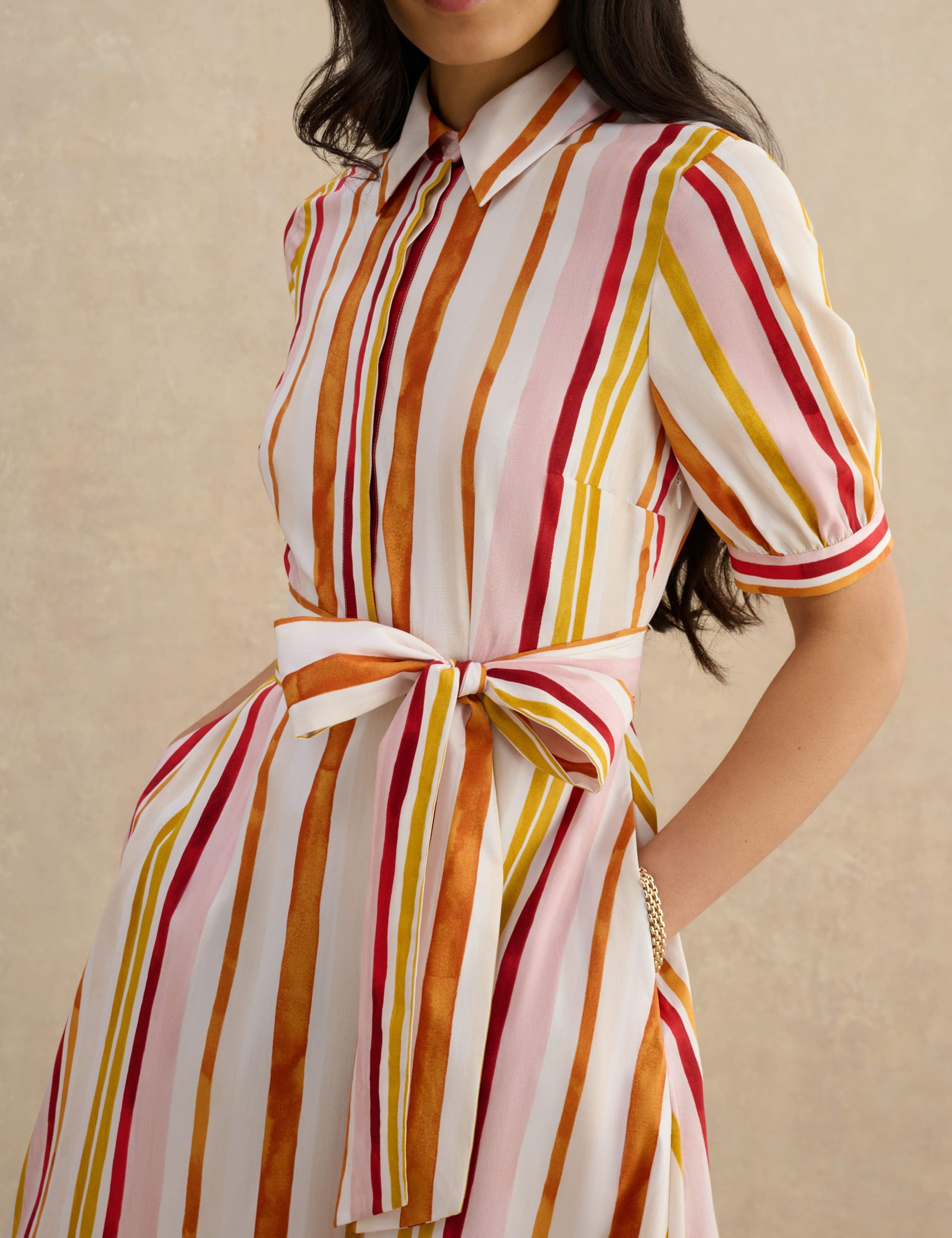 Pure Cotton Striped Midi Skater Shirt Dress 5 of 10