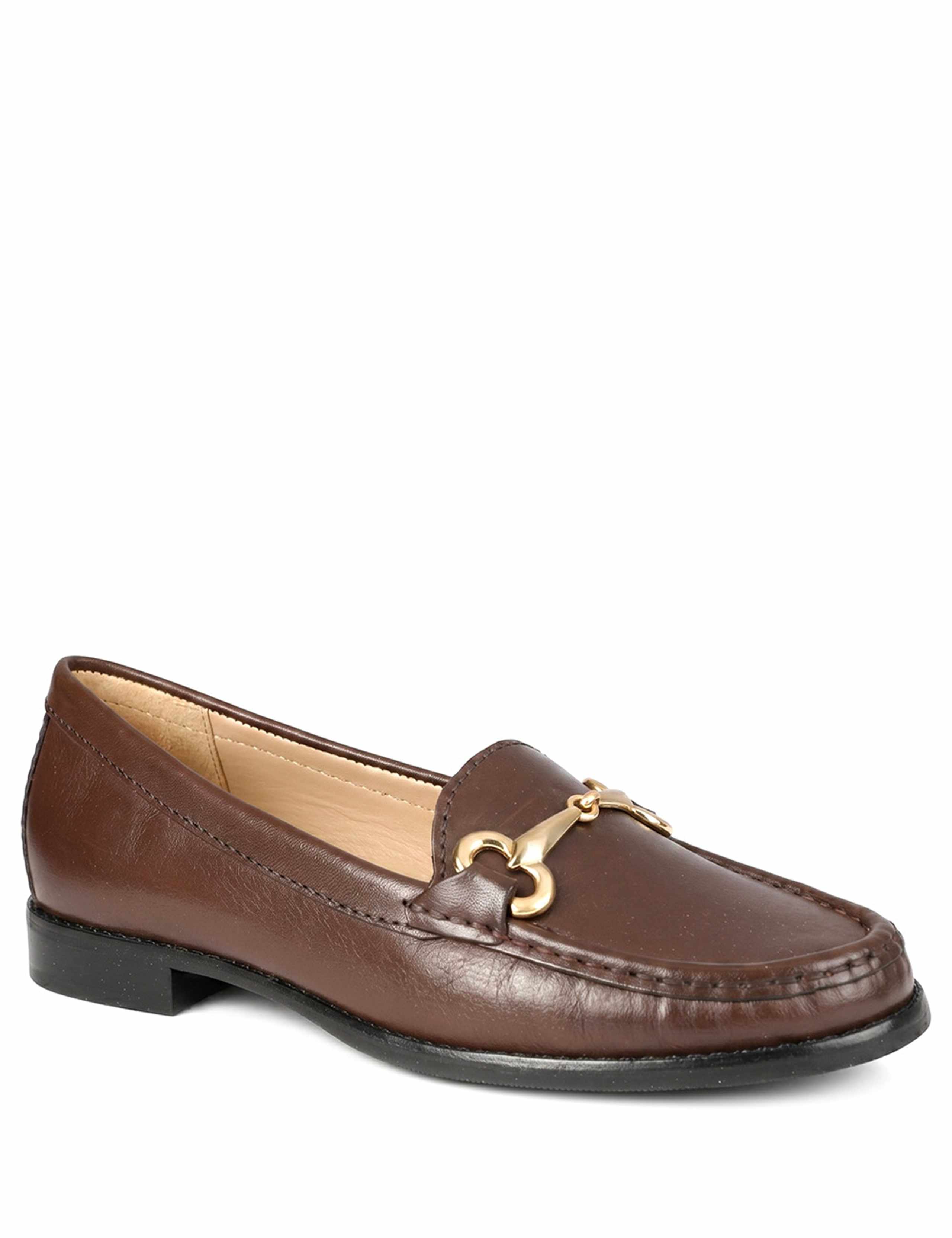 Wide Fit Leather Block Heel Loafers 3 of 6