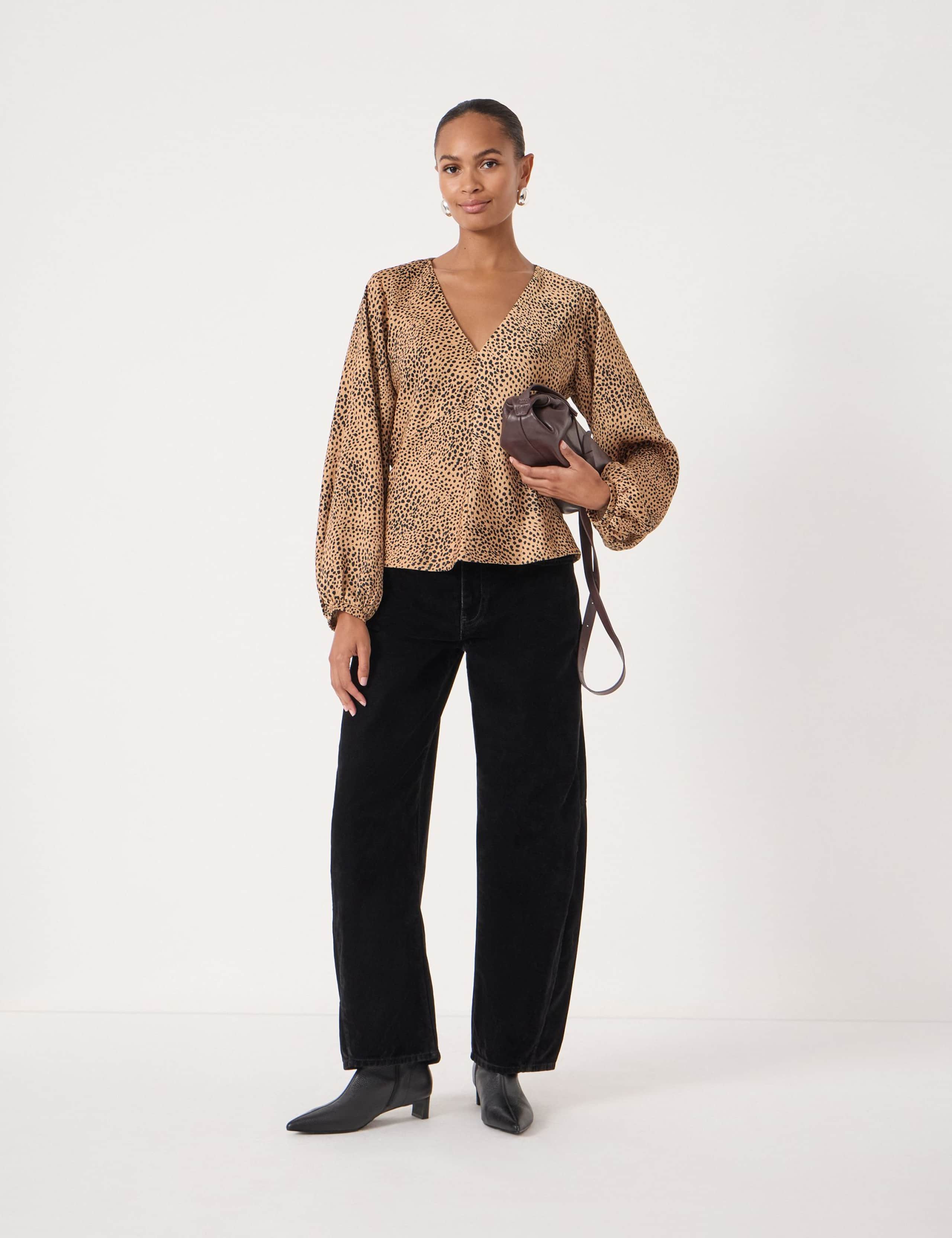 Satin Leopard Print V-Neck Top 3 of 5