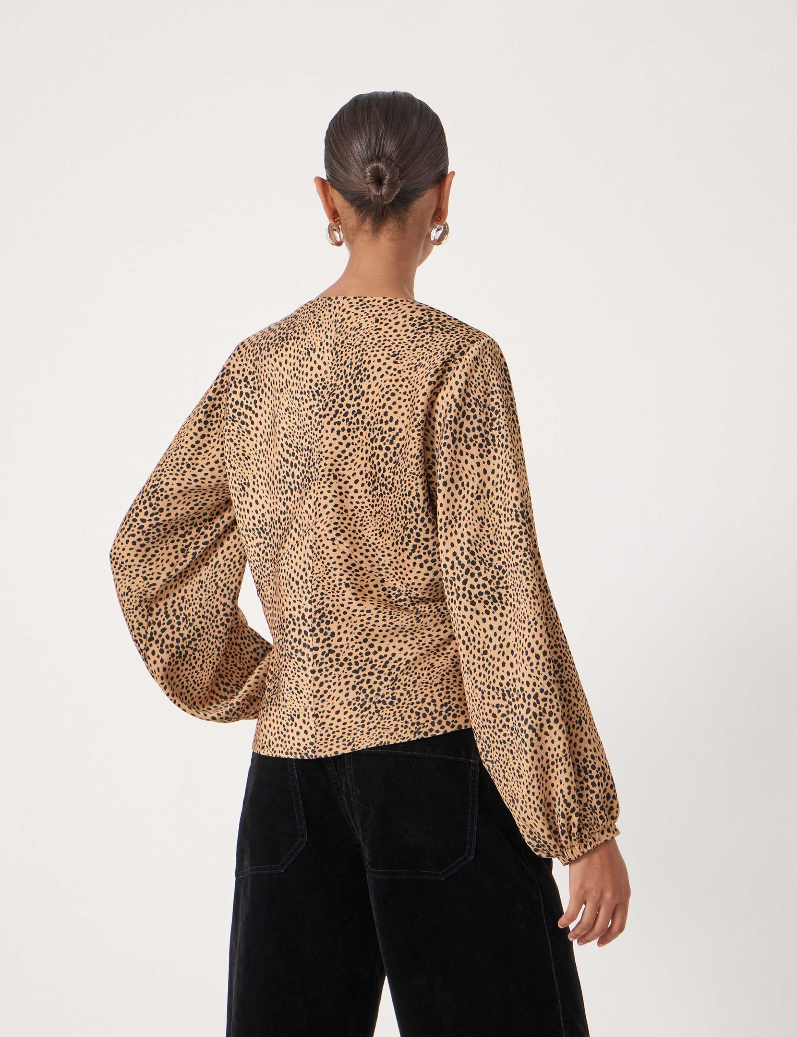 Satin Leopard Print V-Neck Top 4 of 5