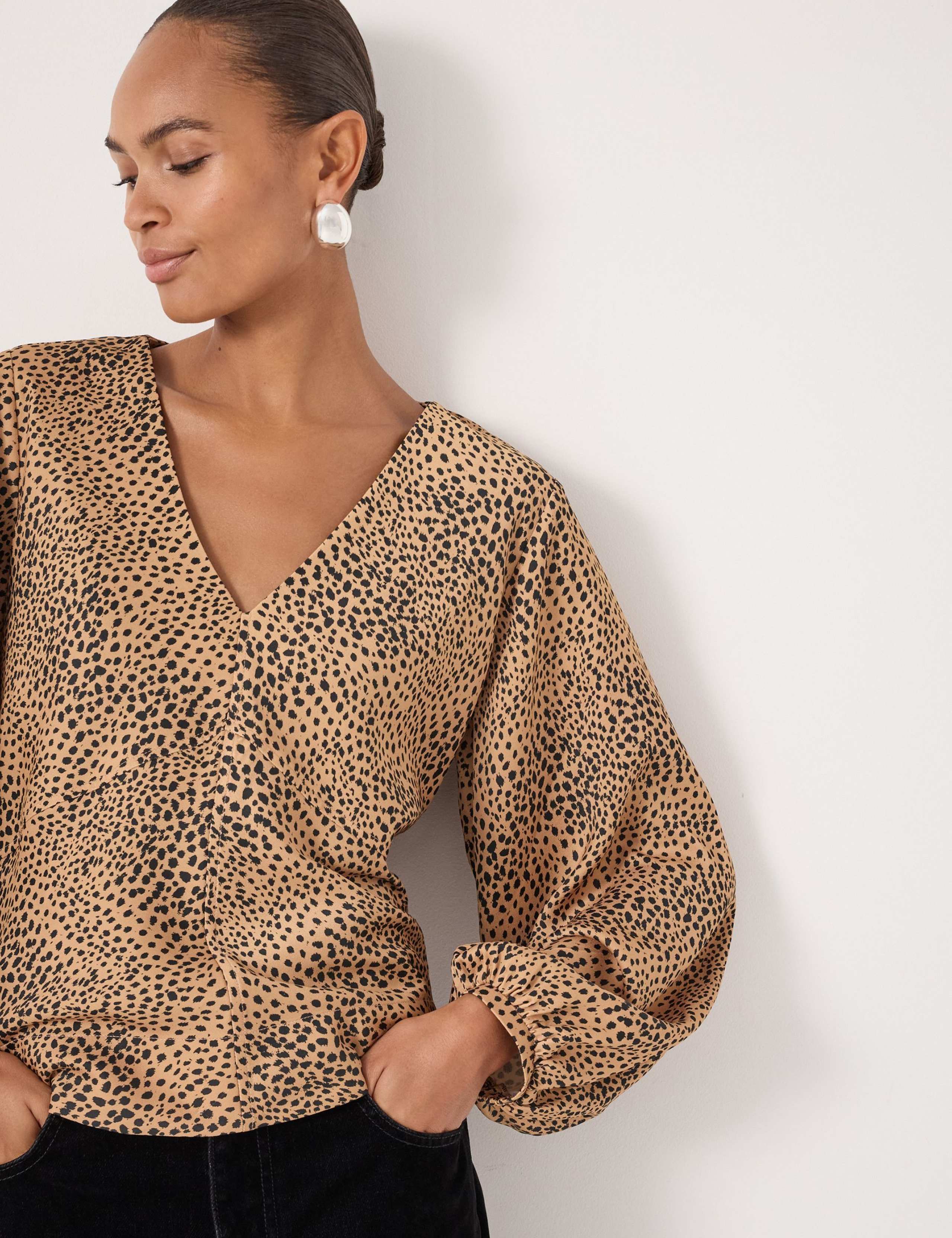 Satin Leopard Print V-Neck Top 5 of 5