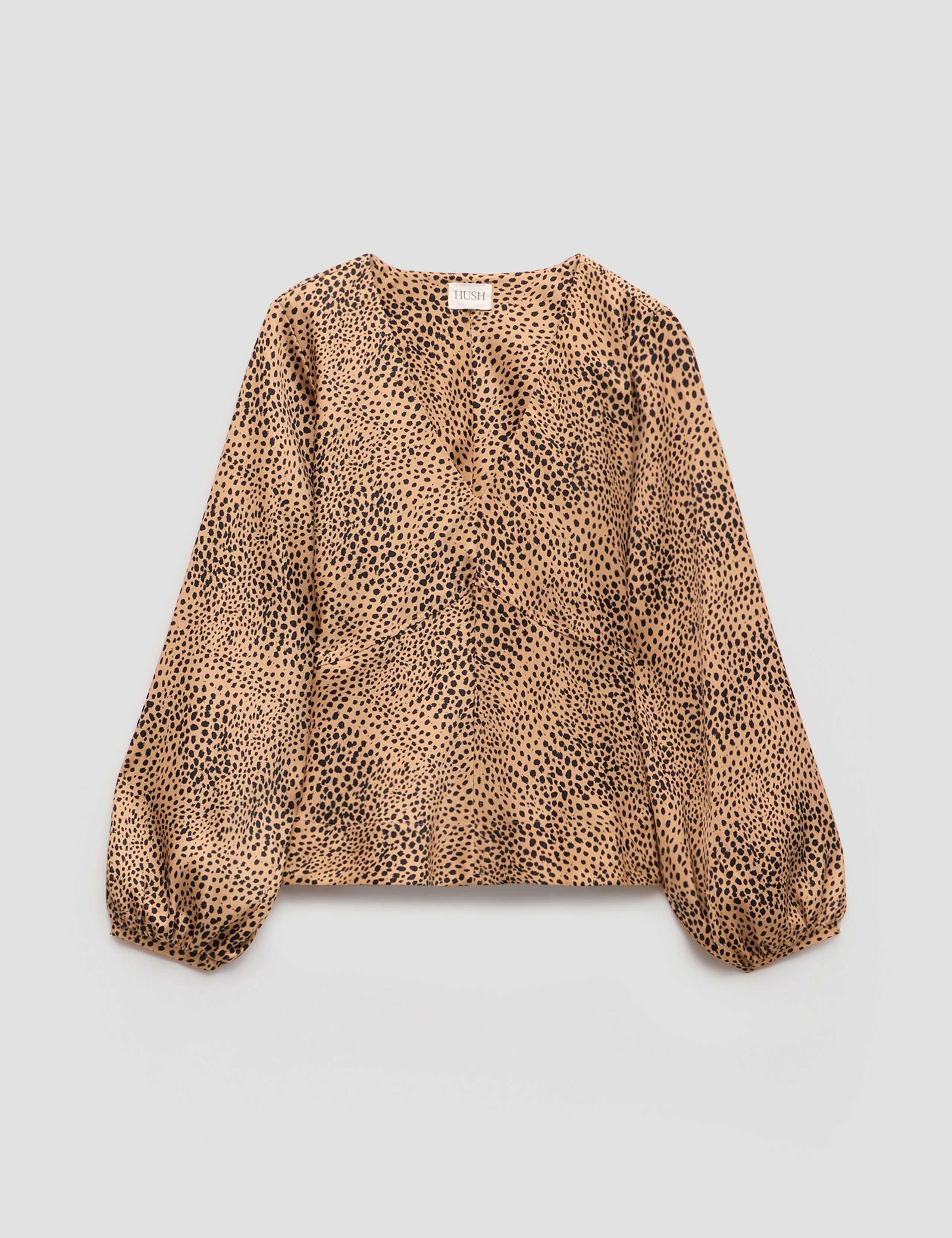 Satin Leopard Print V-Neck Top 2 of 5