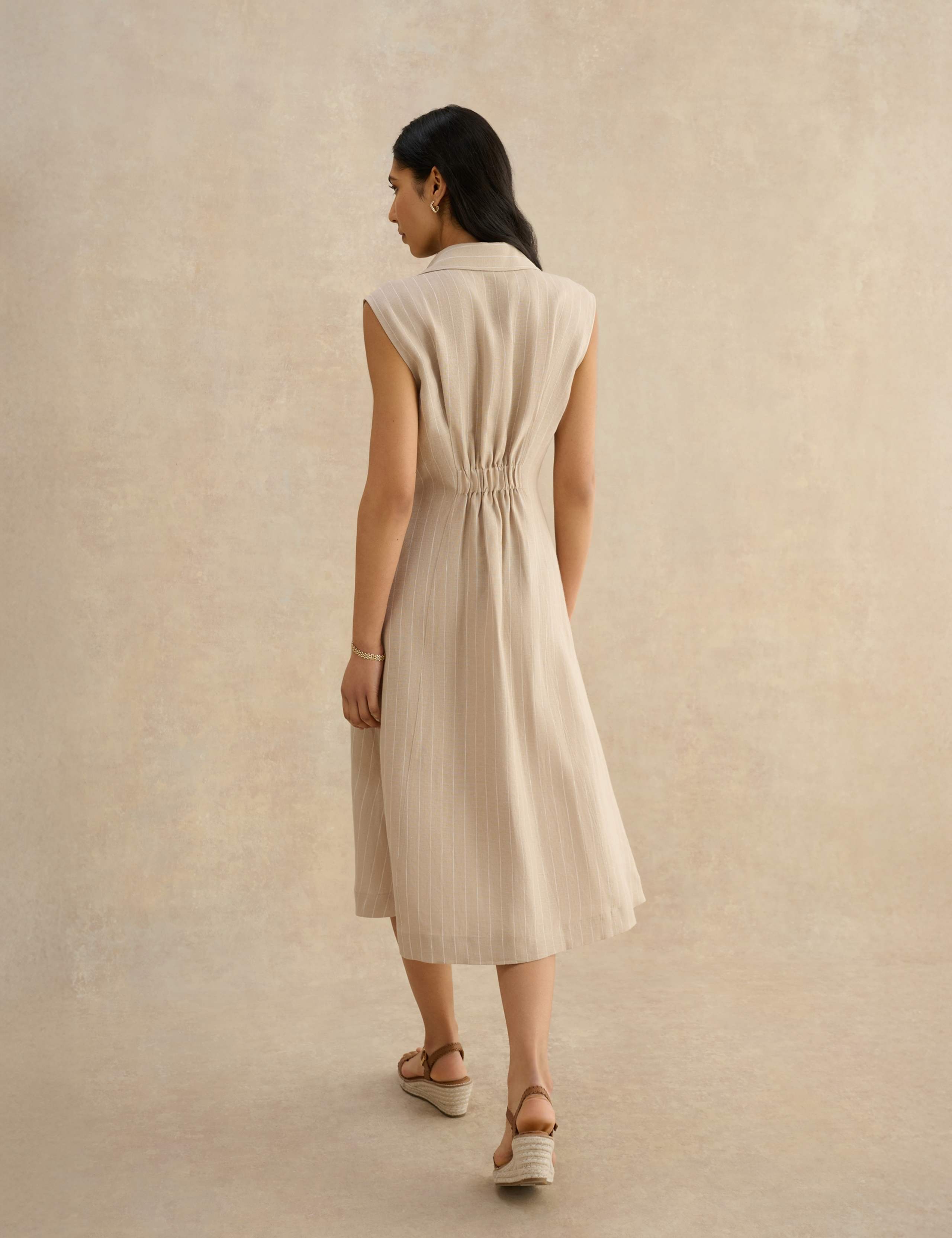 Pure Linen Striped Midi Shirt Dress 4 of 6