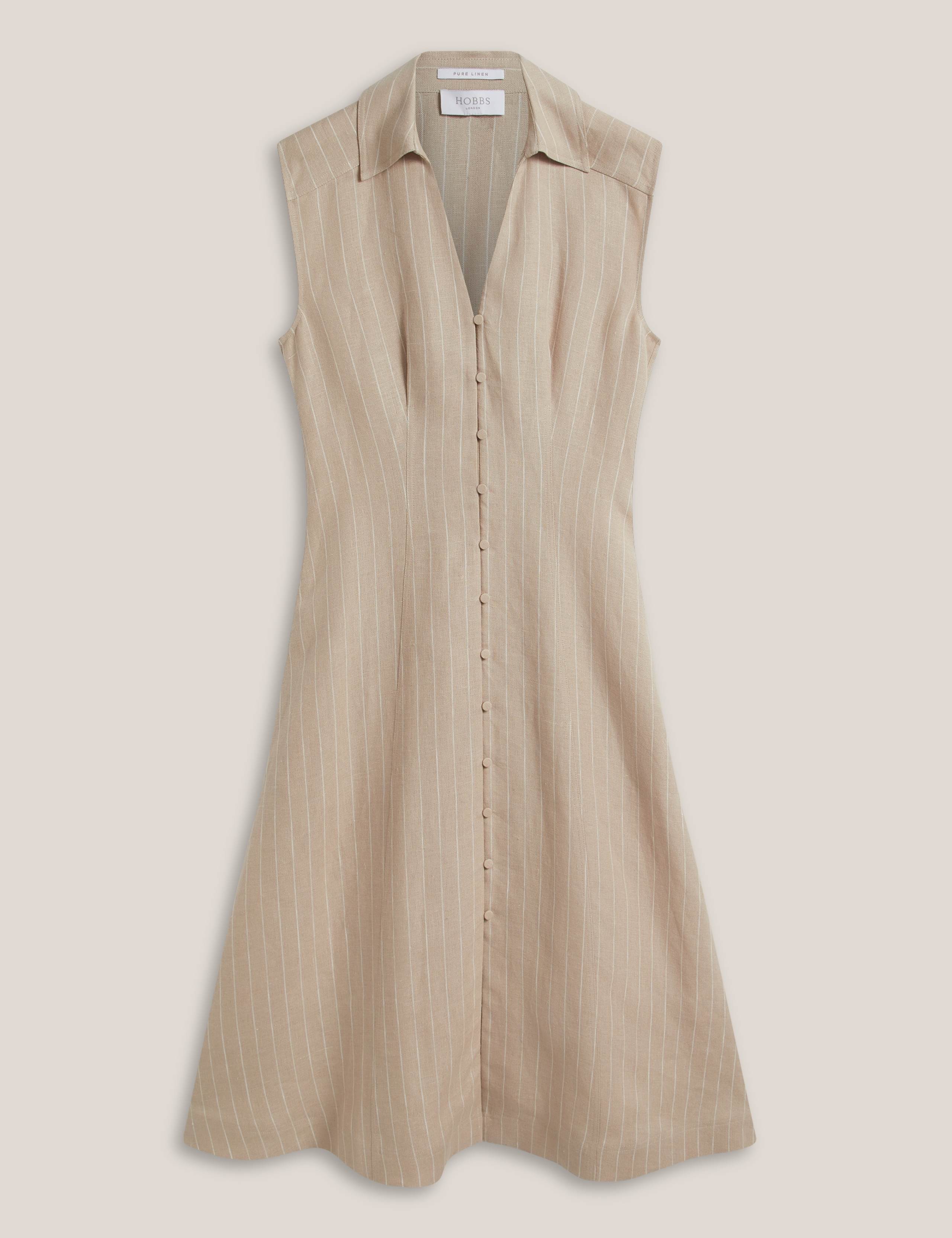 Pure Linen Striped Midi Shirt Dress 2 of 6