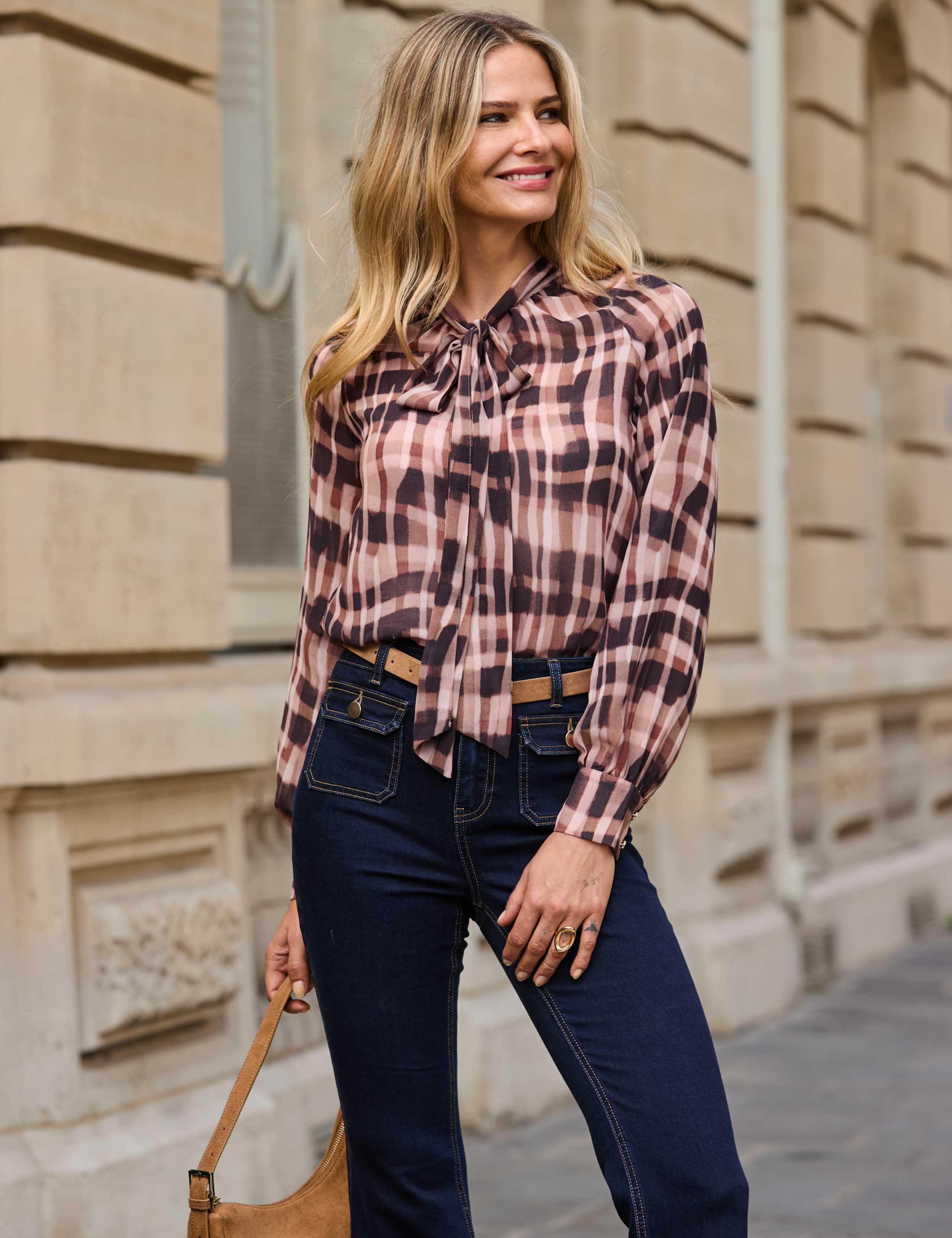 Checked Tie Neck Blouse 2 of 7