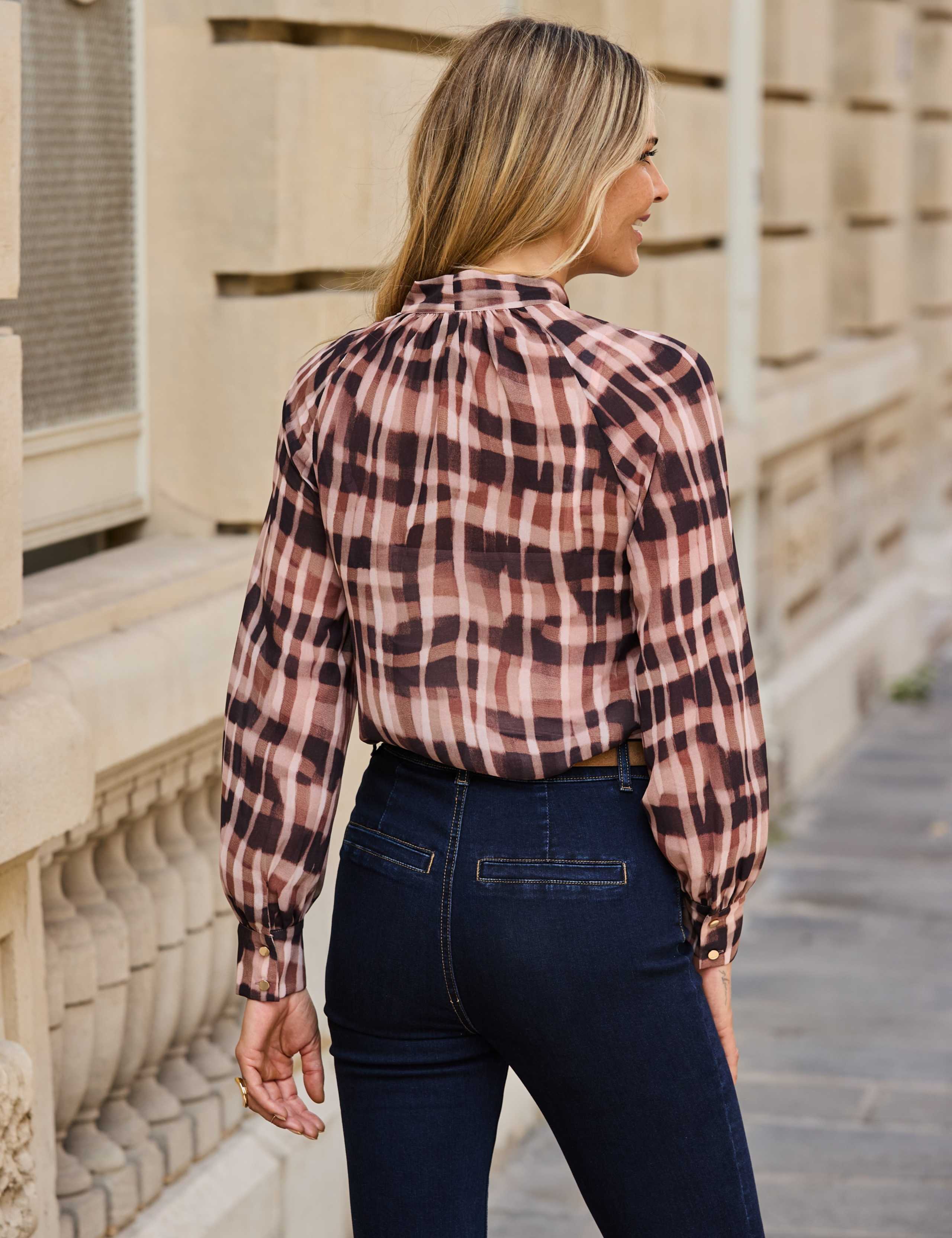 Checked Tie Neck Blouse 4 of 7