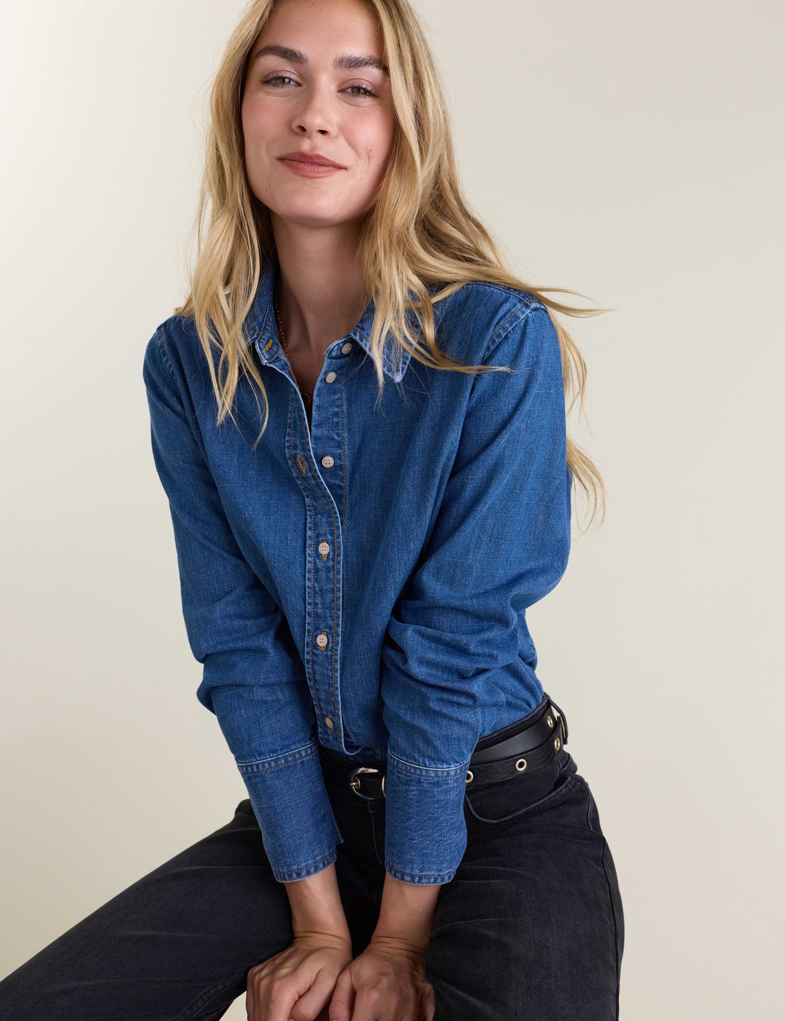 Pure Cotton Chambray Collared Shirt 1 of 5