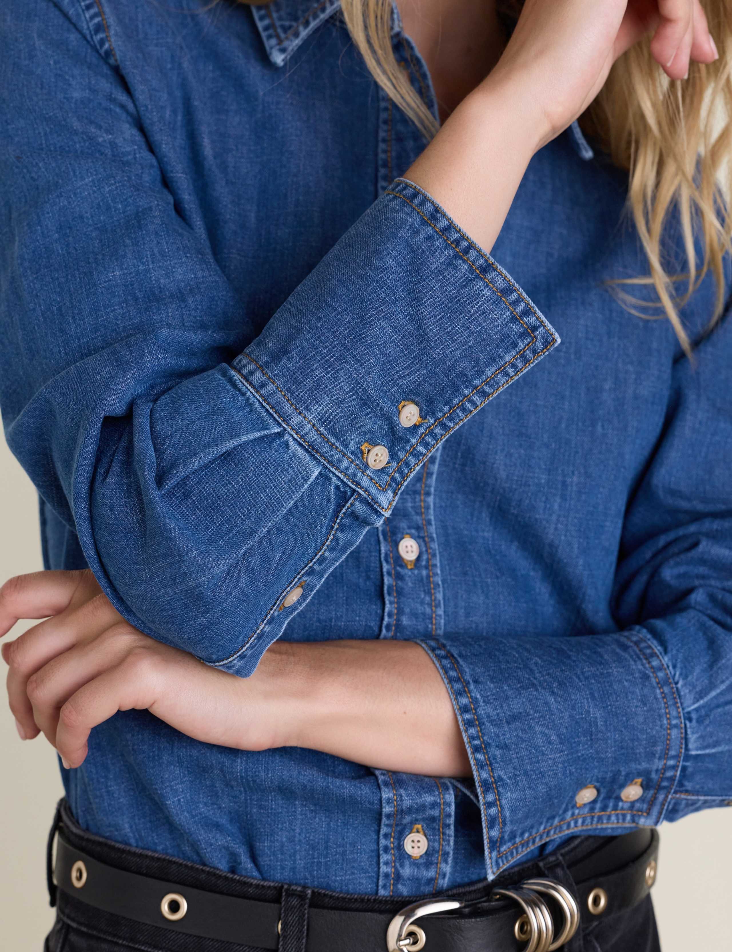 Pure Cotton Chambray Collared Shirt 4 of 5