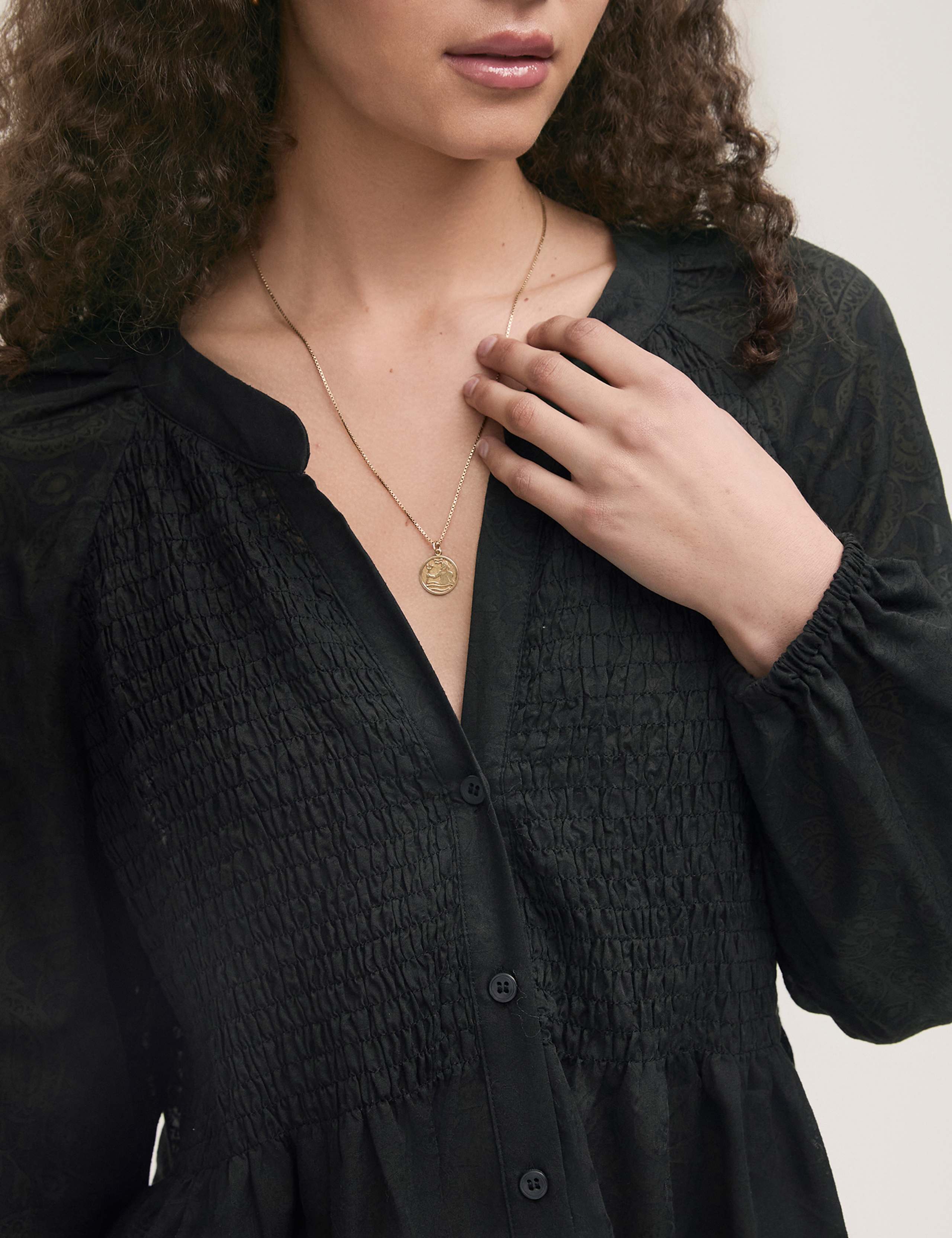 Cotton Rich Chiffon Paisley Shirred Blouse 4 of 5